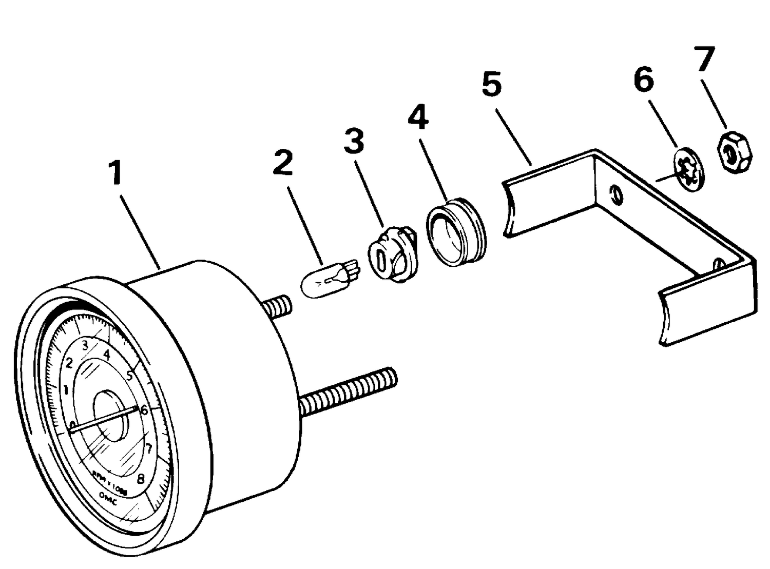 TACHOMETER KIT - FLUSH MOUNT - 7000 - NON-PLUG-IN