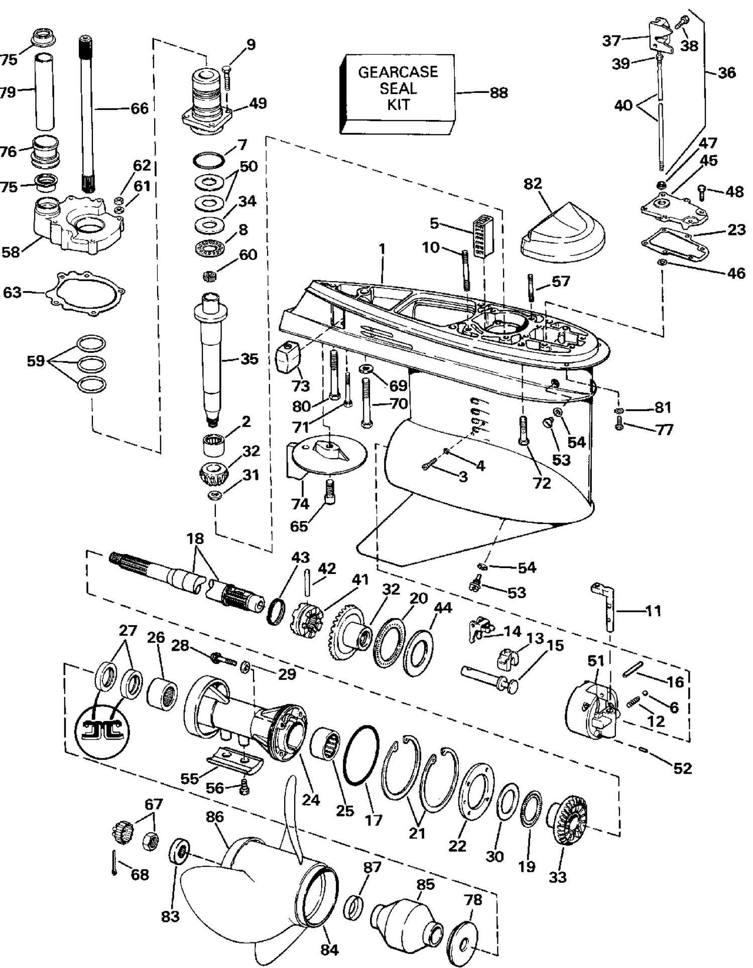 LOWER GEARCASE - STANDARD (R.H.) ROTATION
