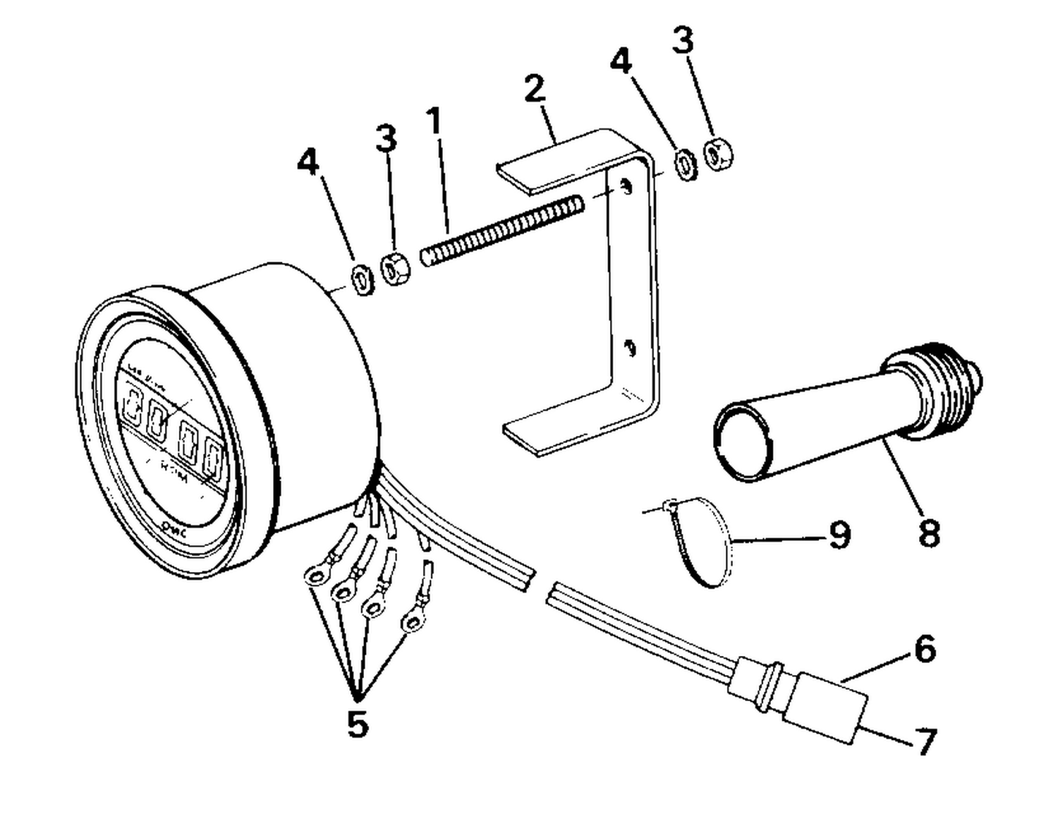 QUARTACH TACHOMETER - FLUSH MOUNT - DIGITAL - PLUG IN
