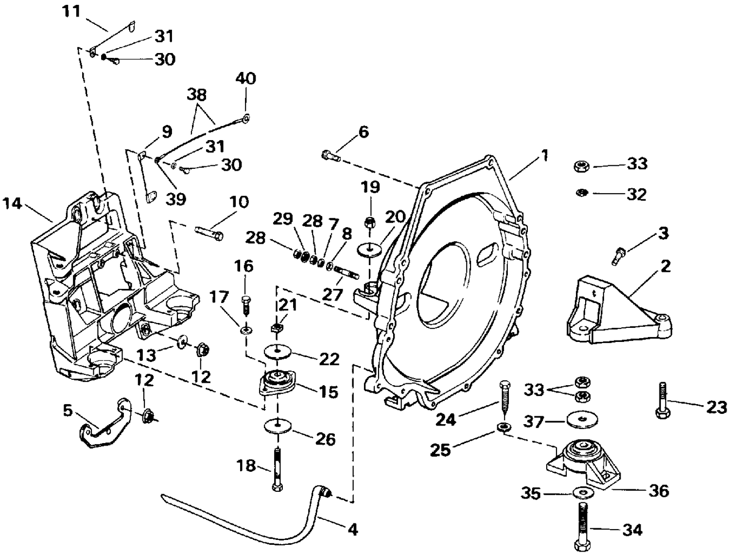 TRANSOM PLATE, FLYWHEEL HOUSING & MOUNTS