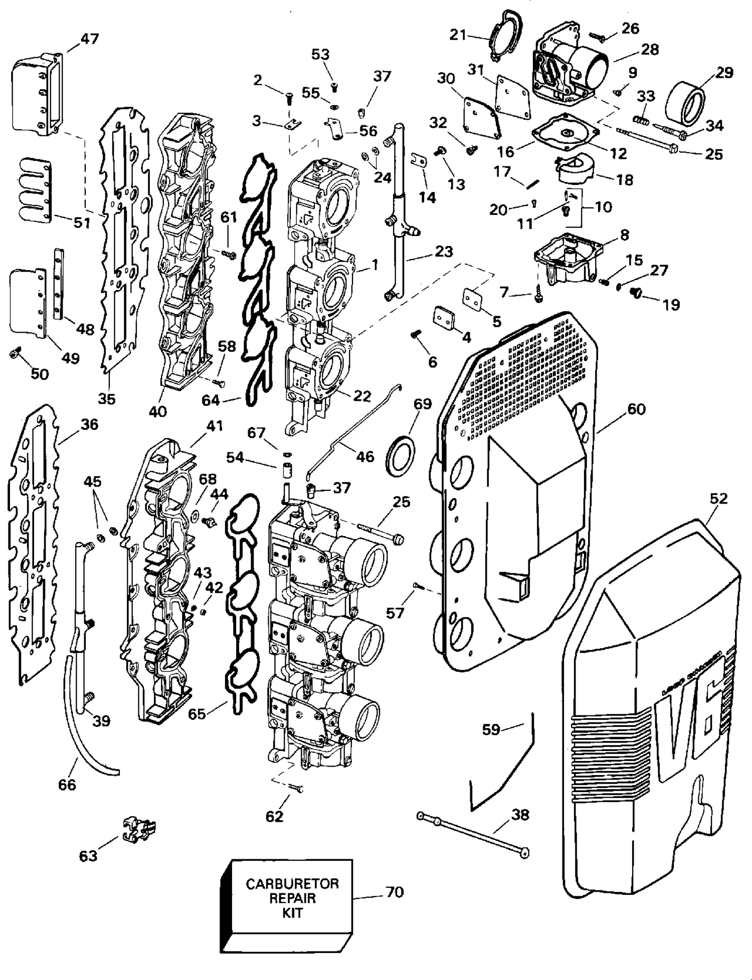 CARBURETOR AND INTAKE MANIFOLD - 150 H.P.