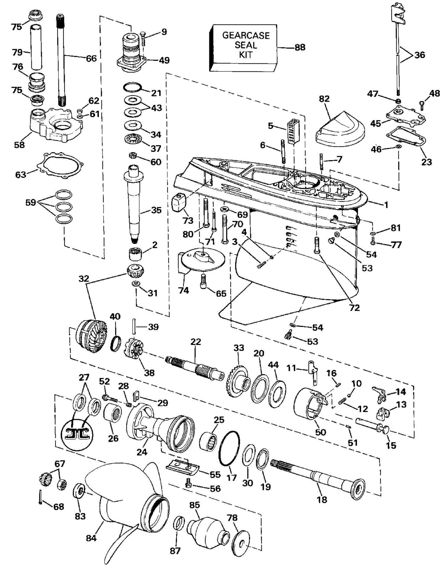 LOWER GEARCASE-COUNTER (L.H.) ROTATION
