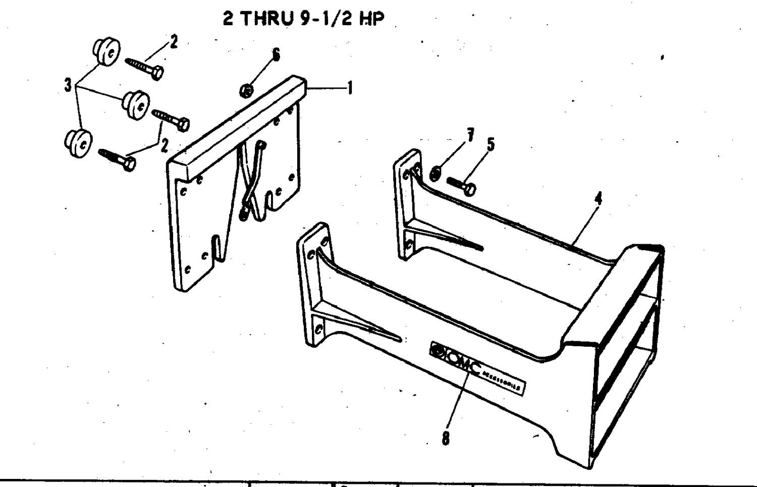 TRANSOM PLATE AND AUXILIARY MOTOR BRACKET KIT 2 THRU 9-1/2HP