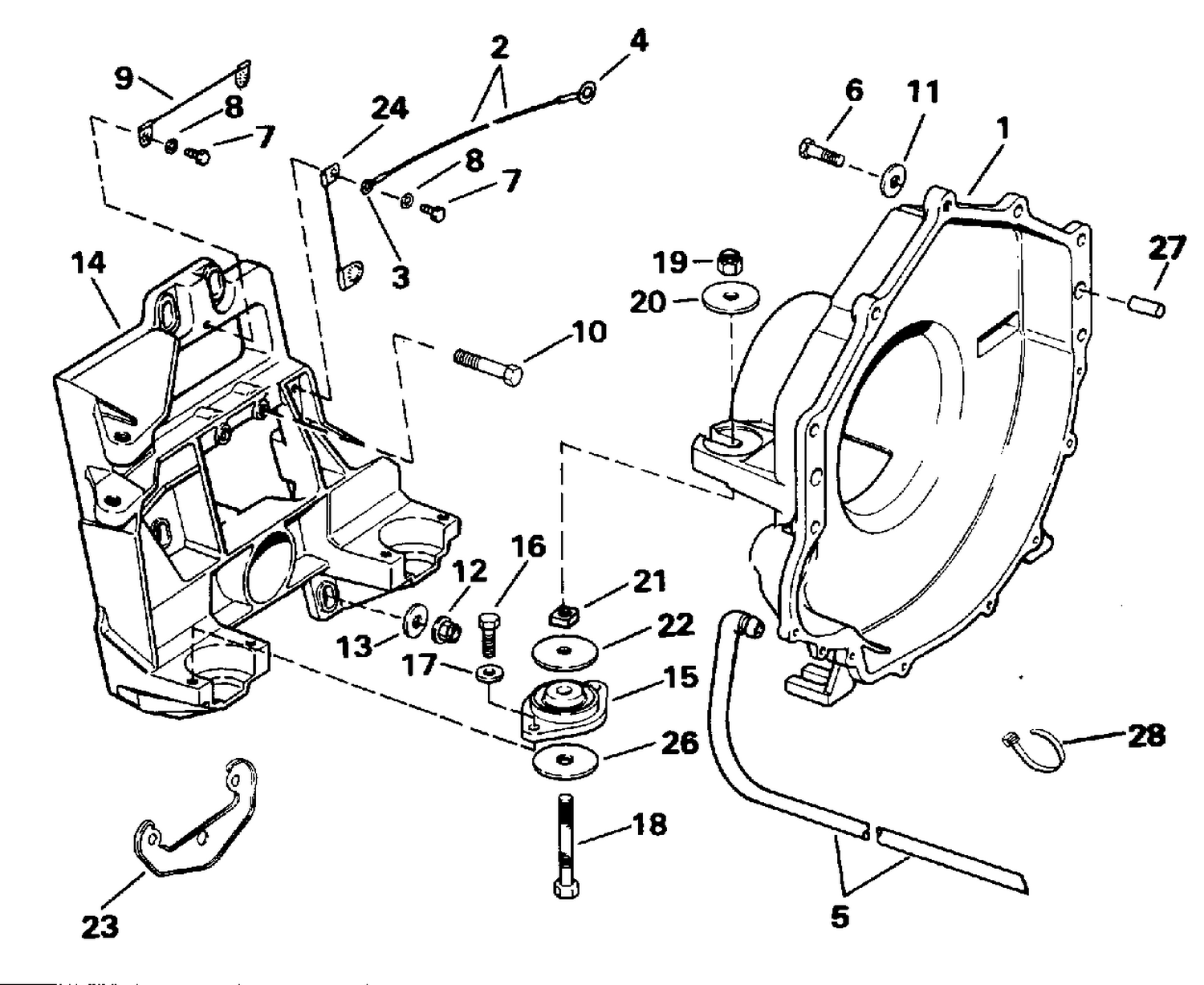 TRANSOM PLATE, FLYWHEEL HOUSING & REAR MOUNTS