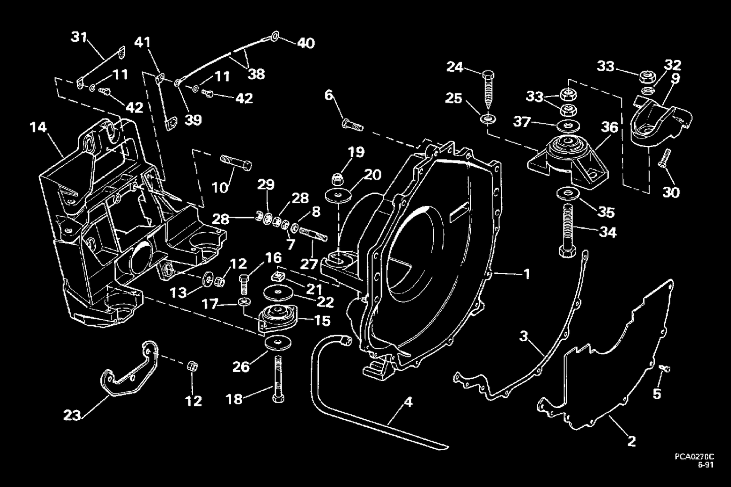 TRANSOM PLATE, FLYWHEEL HOUSING & MOUNTS