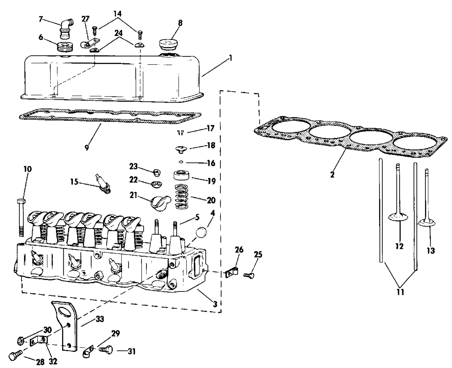 HEAD AND ROCKER ARM GROUP 3.0 LITRE MODELS
