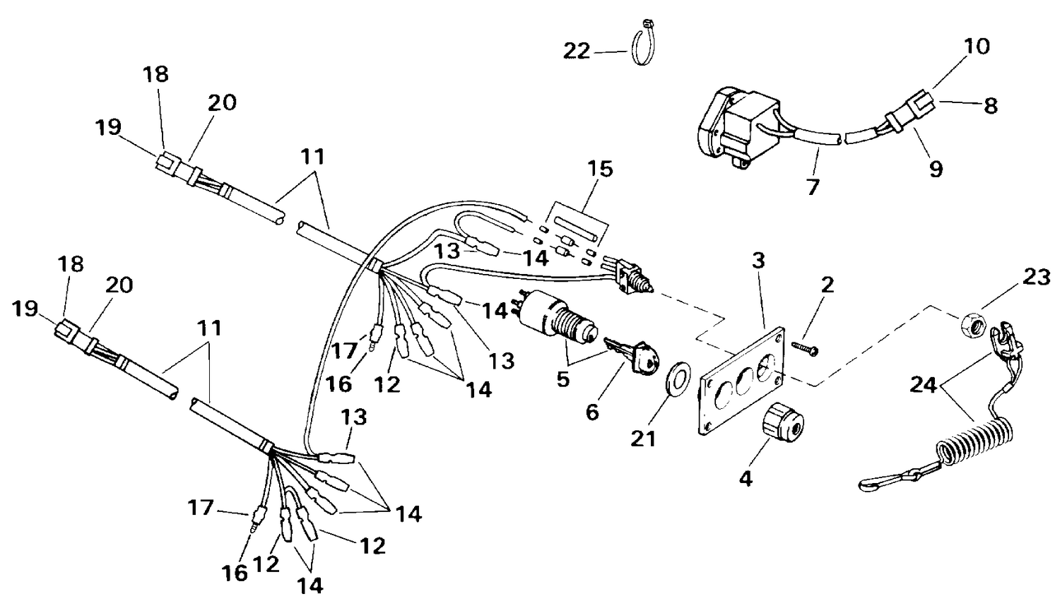 IGNITION SWITCH & STOP SWITCH - DUAL ENGINE (SYSTEM CHECK)