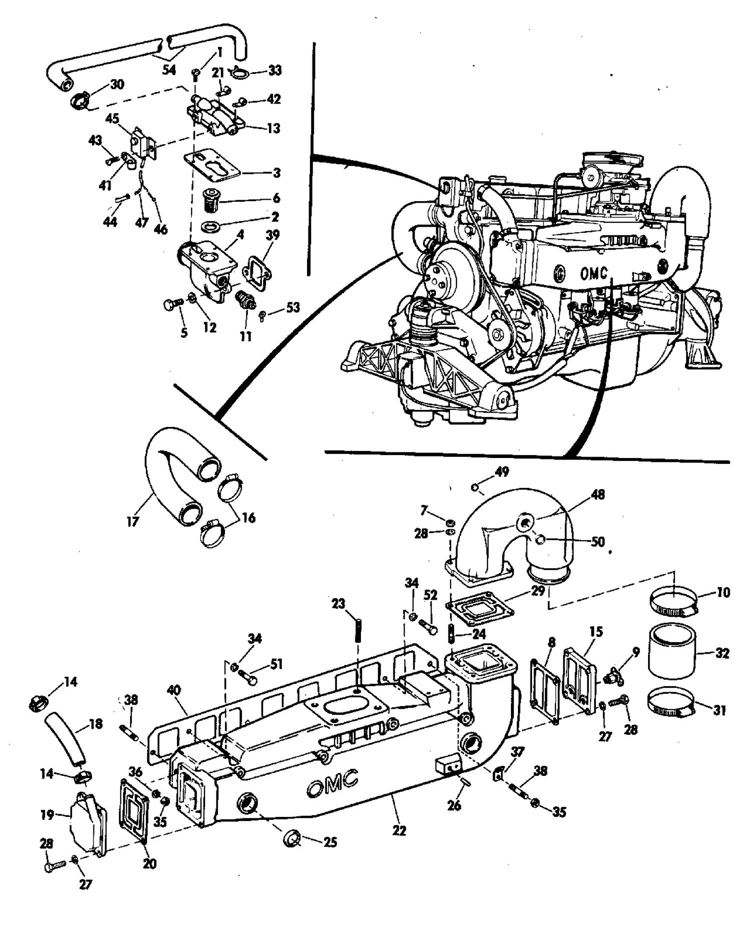 COOLING SYSTEM GROUP 140 HP STERN DRIVE