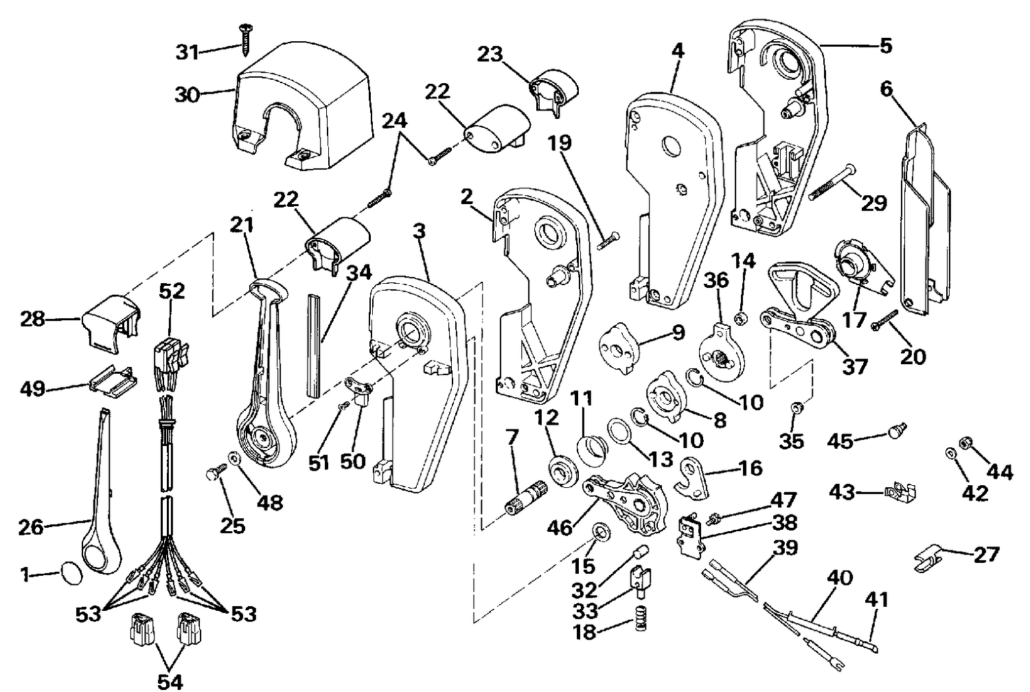REMOTE CONTROL ASSEMBLY - BINNACLE MOUNT, DUAL LEVER