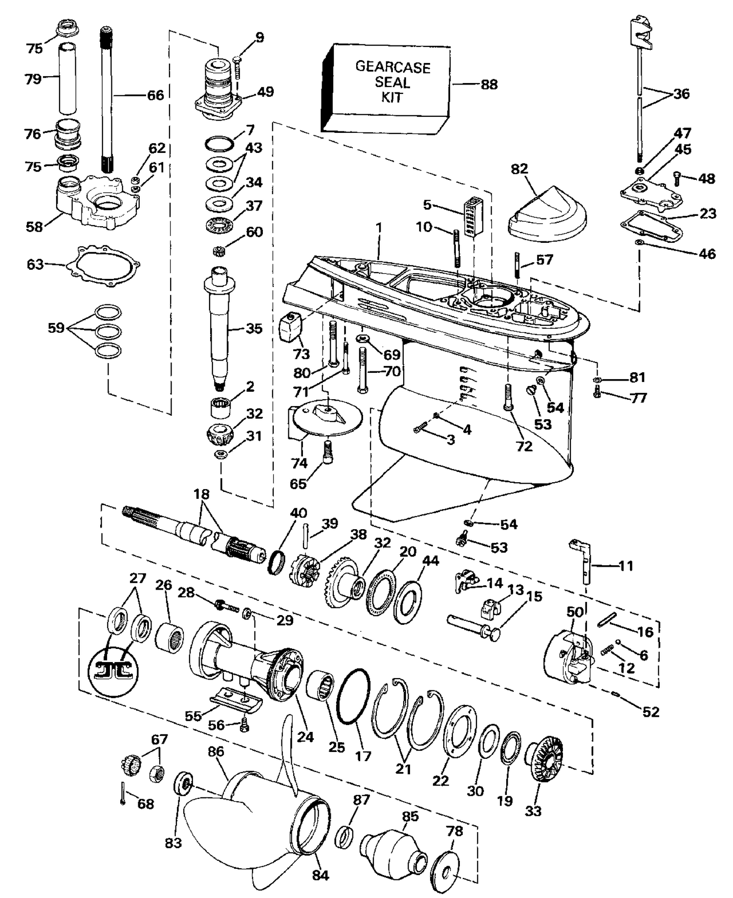 LOWER GEARCASE - STANDARD (R.H.) ROTATION