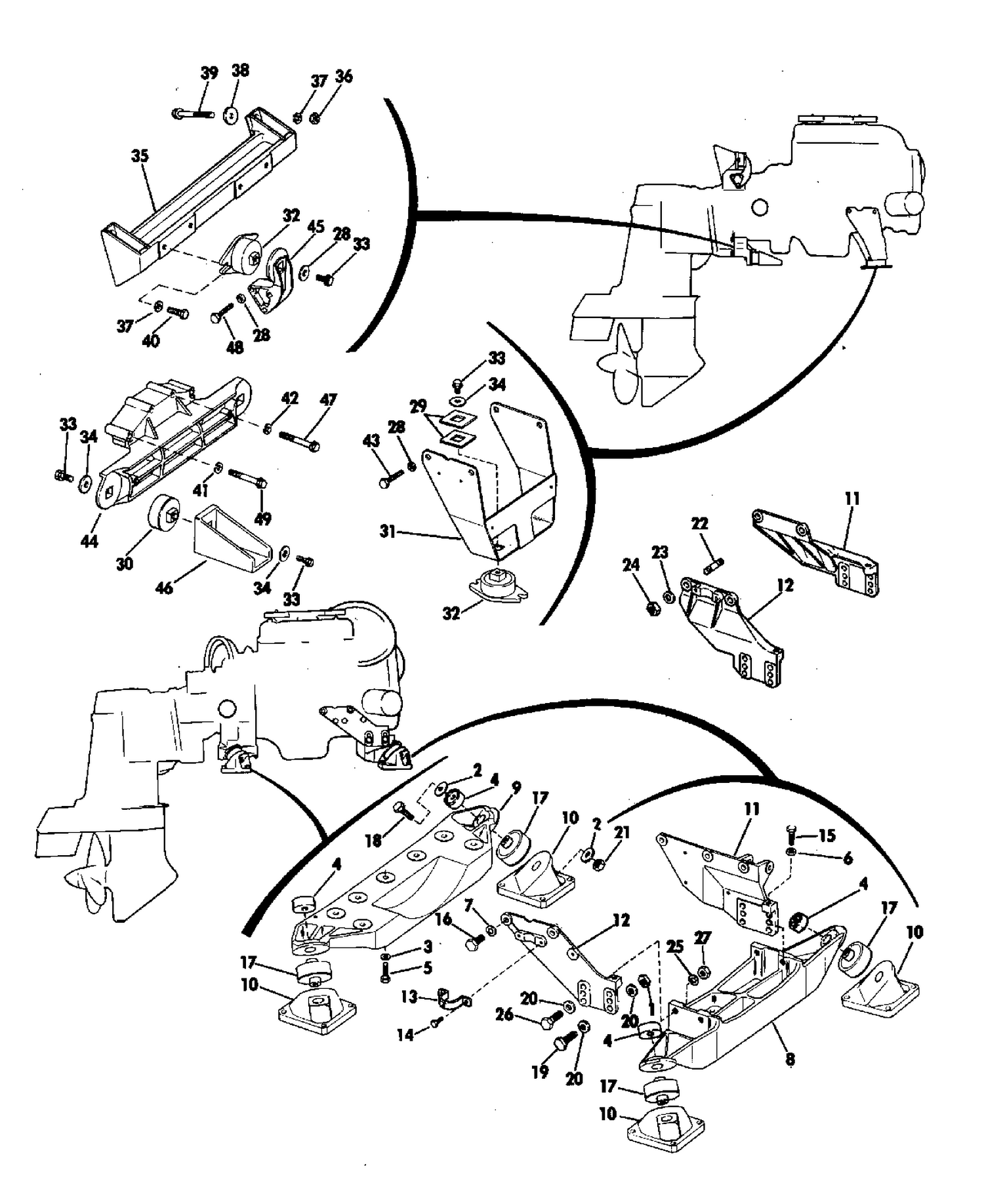 ENGINE MOUNT GROUP 120, 155 HP