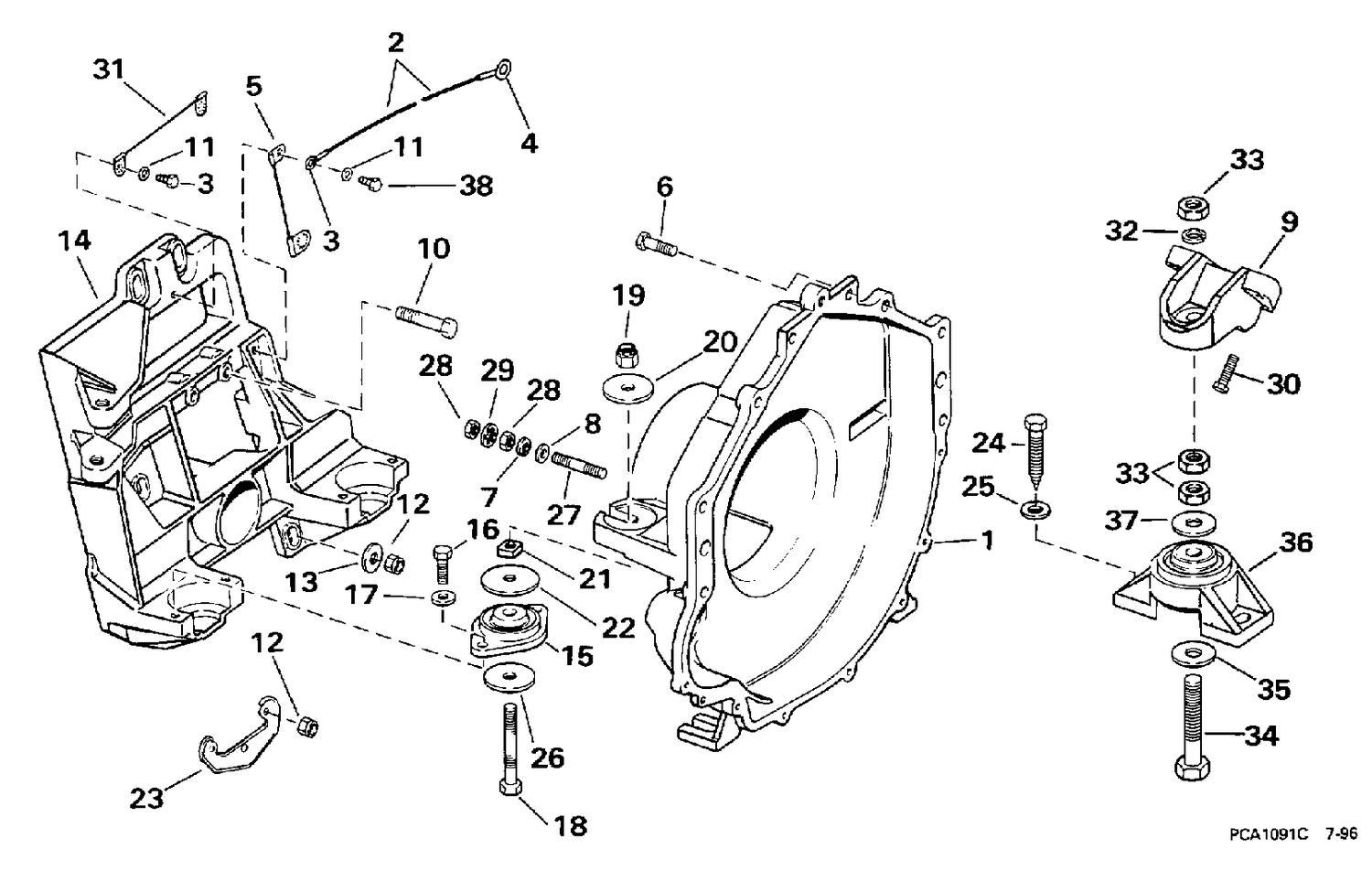 TRANSOM PLATE, FLYWHEEL HOUSING & MOUNTS