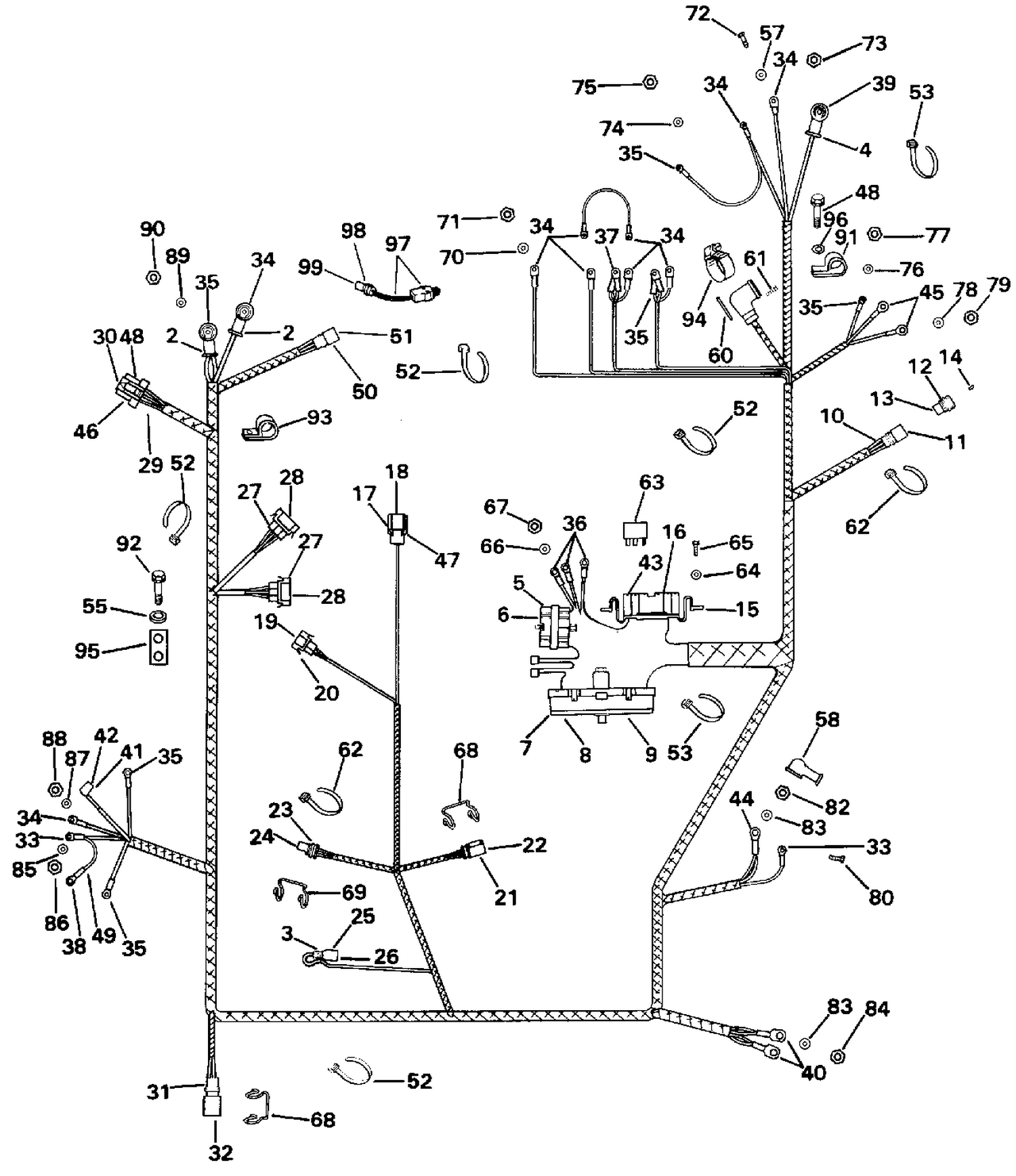 ENGINE HARNESS WITH FASTENERS