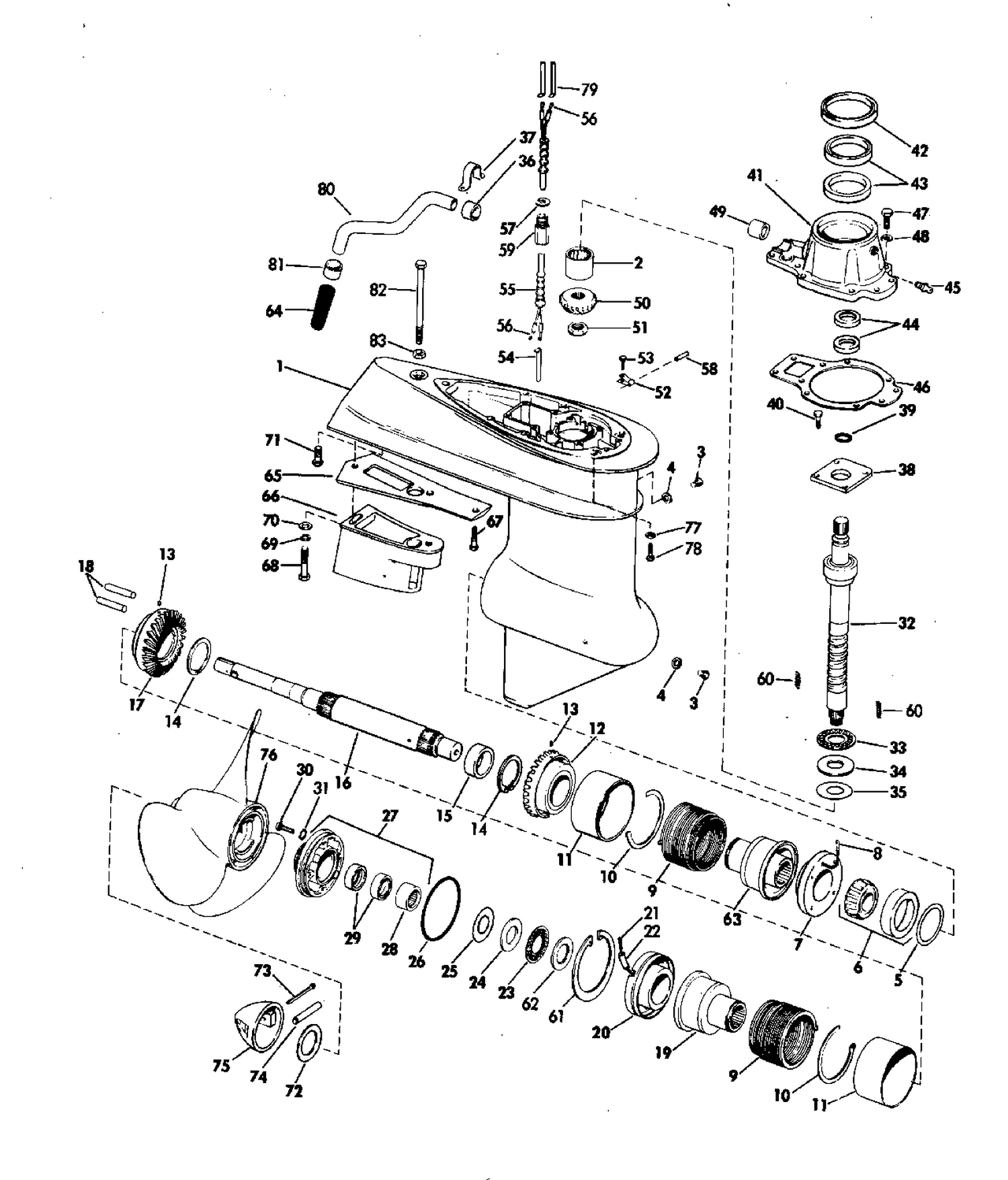 LOWER GEARCASE GROUP 120,155,215 & 235 HP