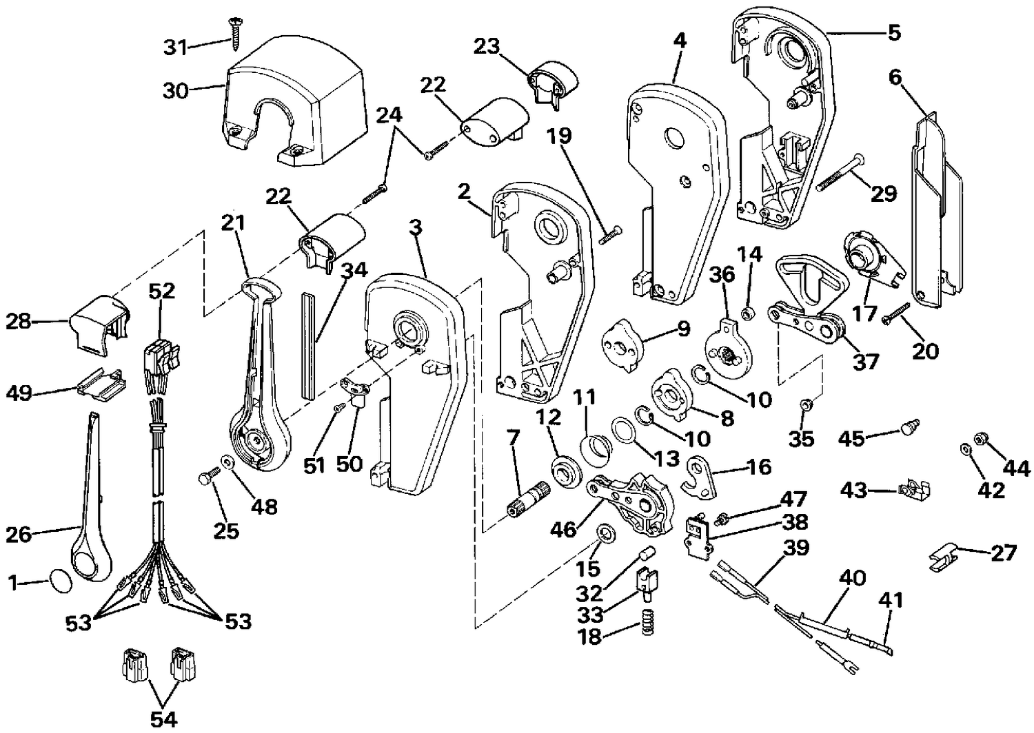 REMOTE CONTROL ASSEMBLY-BINNACLE MOUNT-DUAL LEVER W/TRIM