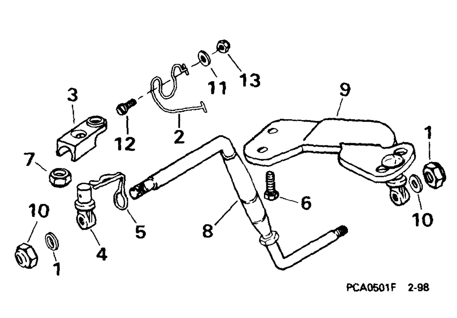 STEERING BAR KIT, AUXILIARY MOTOR -- 6, 8 (2-CYCLE)