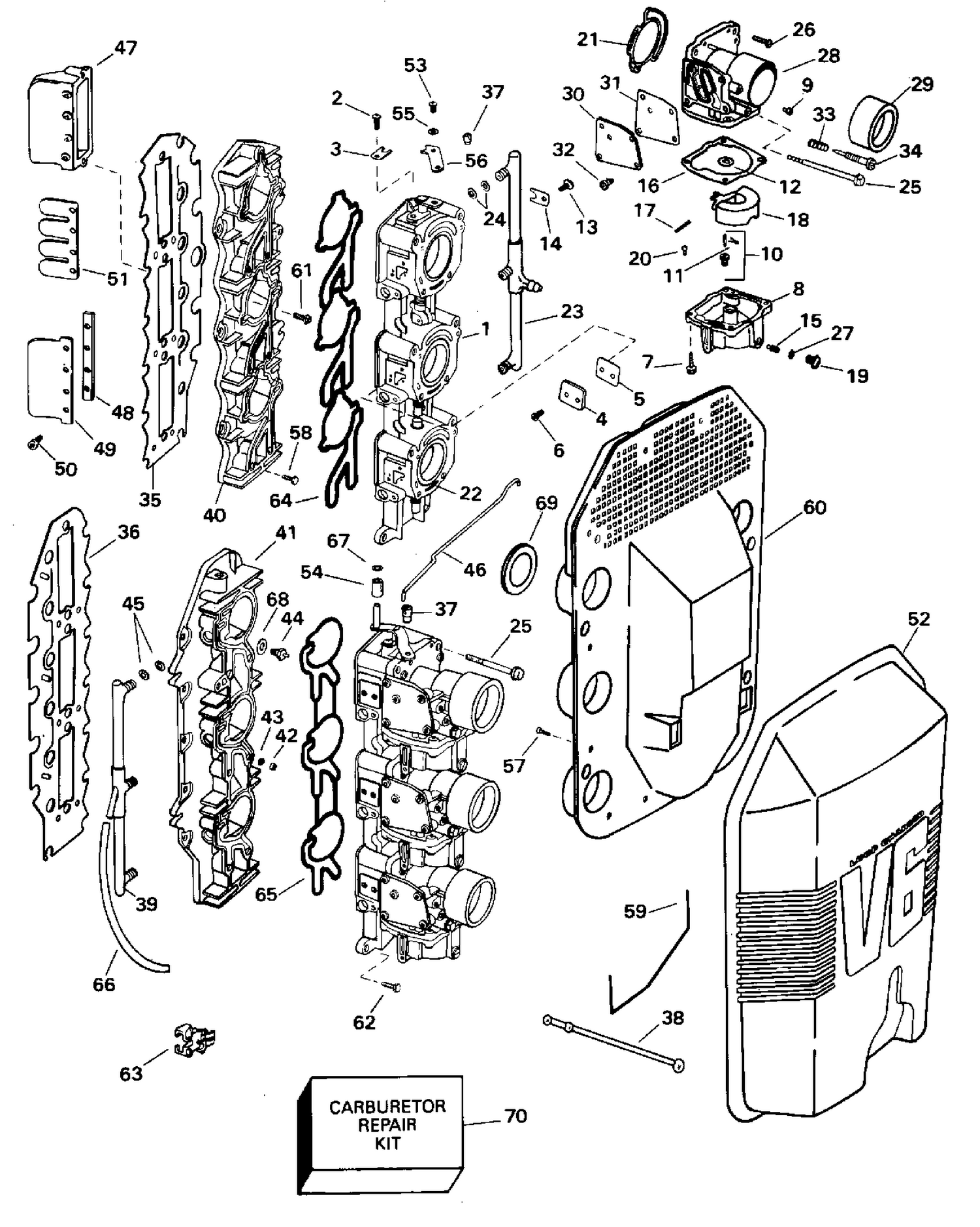 CARBURETOR AND INTAKE MANIFOLD - 175 H.P.