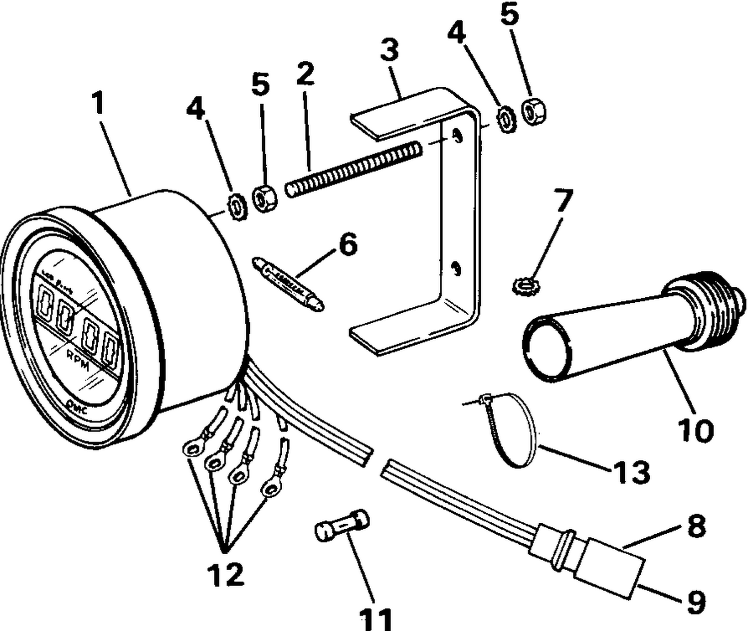 QUARTACH TACHOMETER - FLUSH MOUNT - DIGITAL - PLUG IN