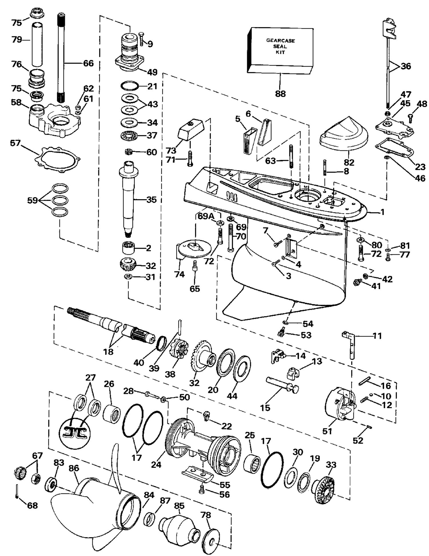 LOWER GEARCASE - STANDARD (R.H.) ROTATION
