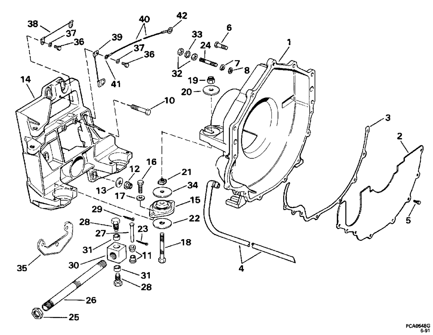 TRANSOM PLATE, FLYWHEEL HOUSING & MOUNTS