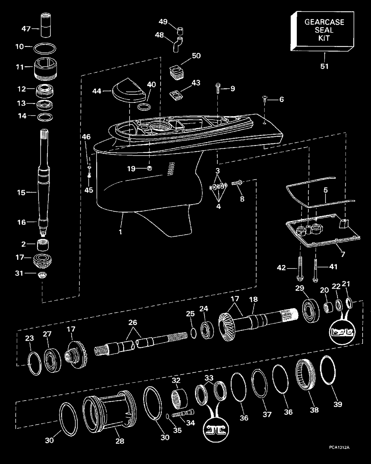 LOWER GEARCASE -- DUAL PROP