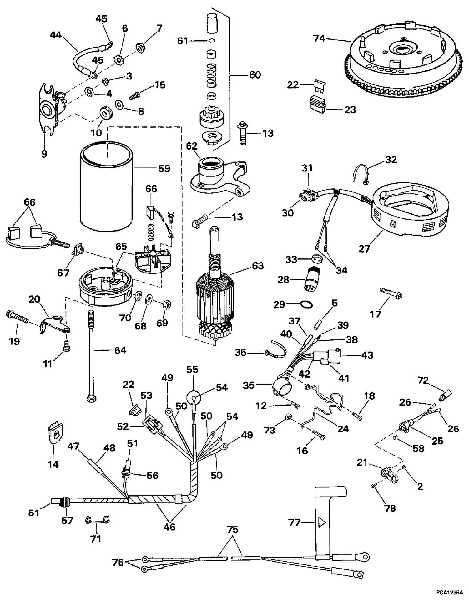 TILLER ELECTRIC START KIT - 9.9, 15 (4-STROKE)