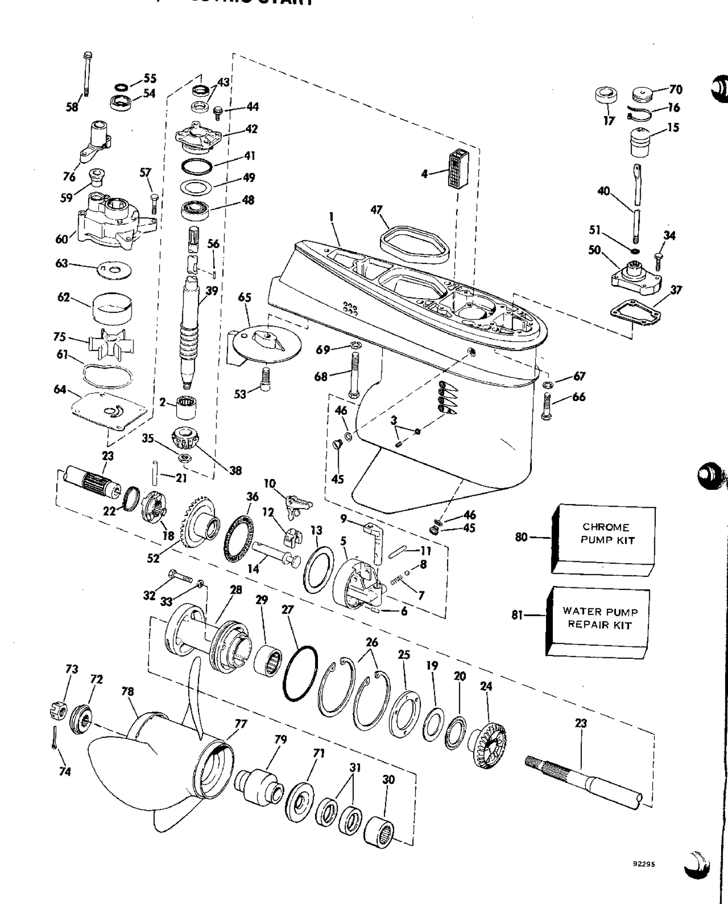 GEARCASE, ELECTRIC START