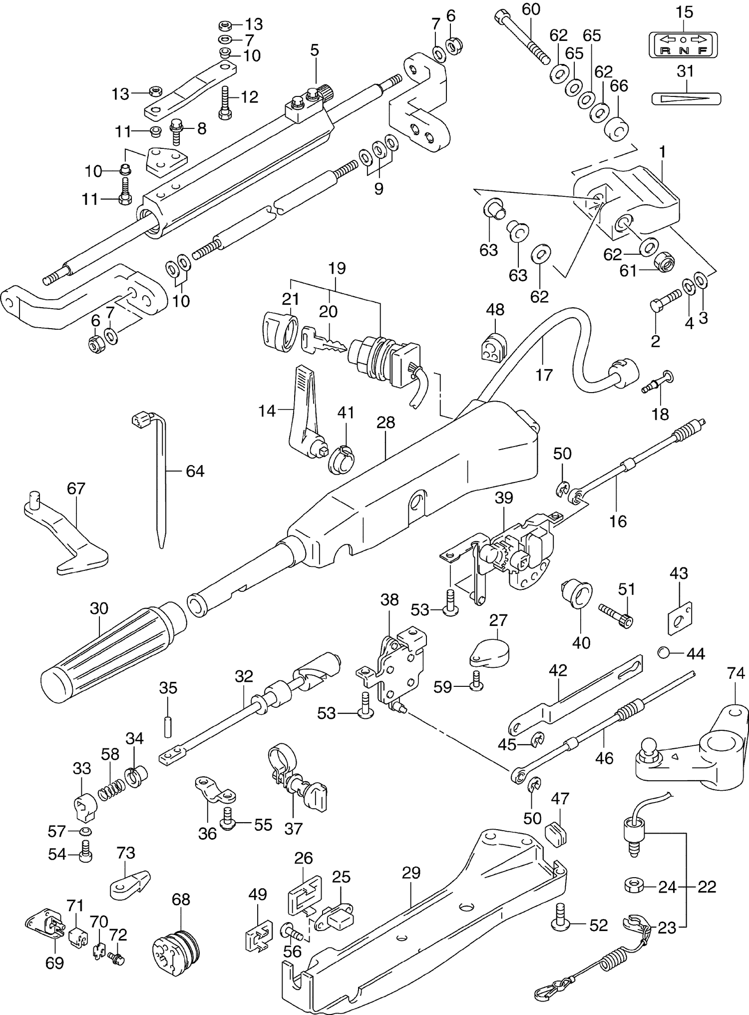TILLER KIT - 90,115 HP (4-Stroke)