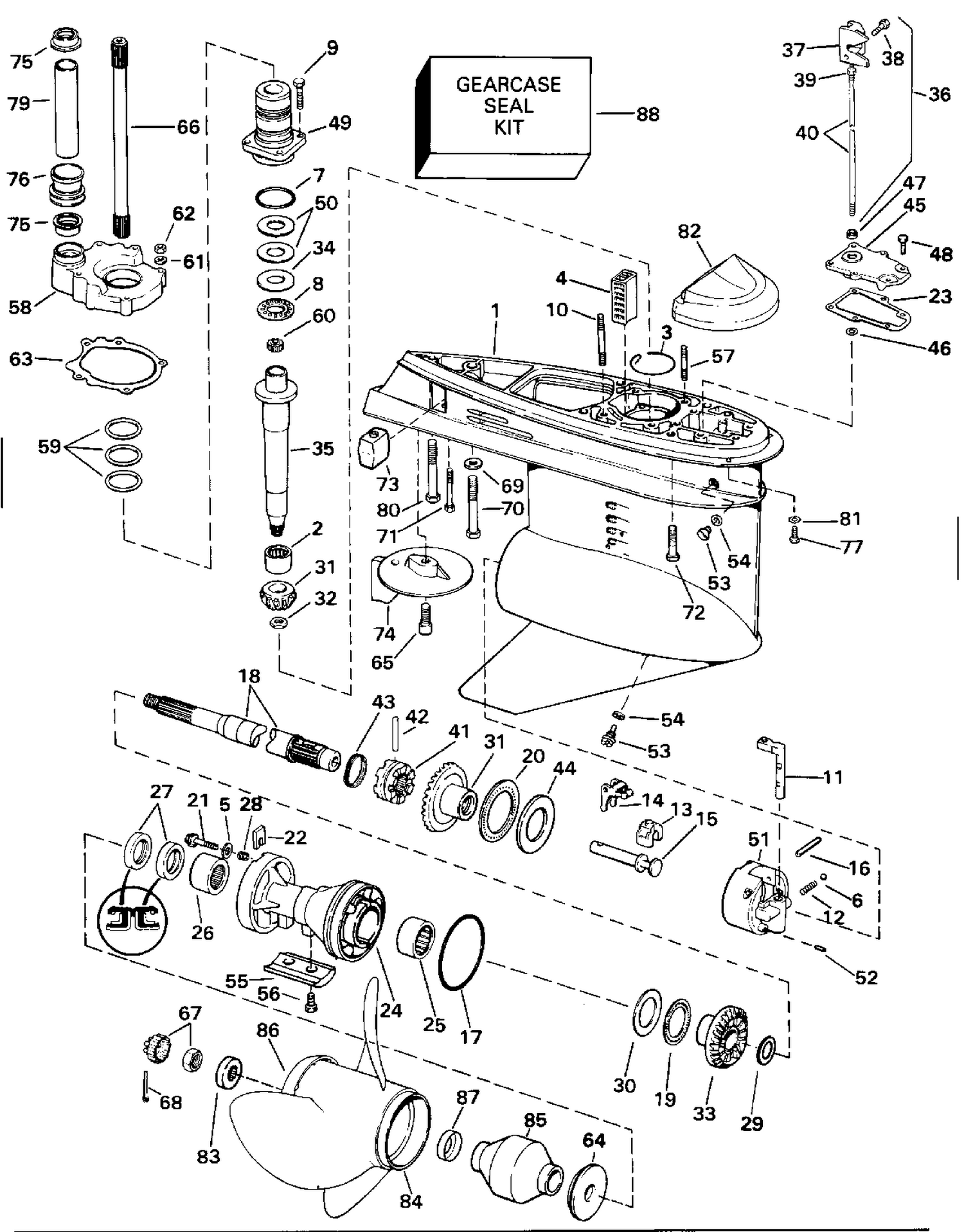 LOWER GEARCASE - STANDARD (R.H.) ROTATION