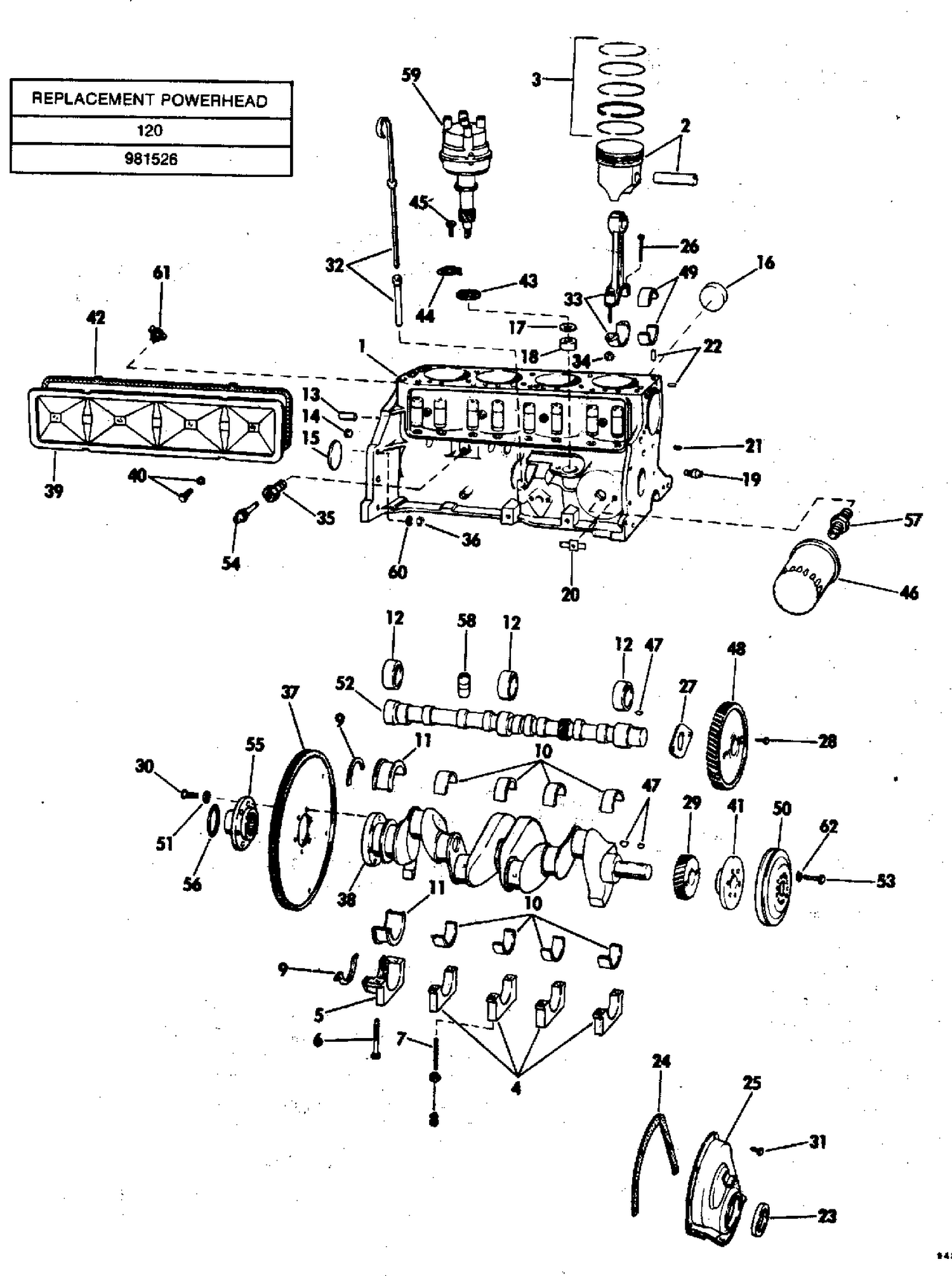 CRANKCASE GROUP 120 MODEL STERN DRIVE