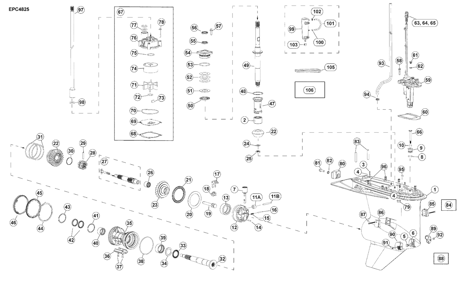 07-1_GEARCASE, SLX-Type - Counter Rotation (Ratio: 12:26, 0.46, 2.16:1)