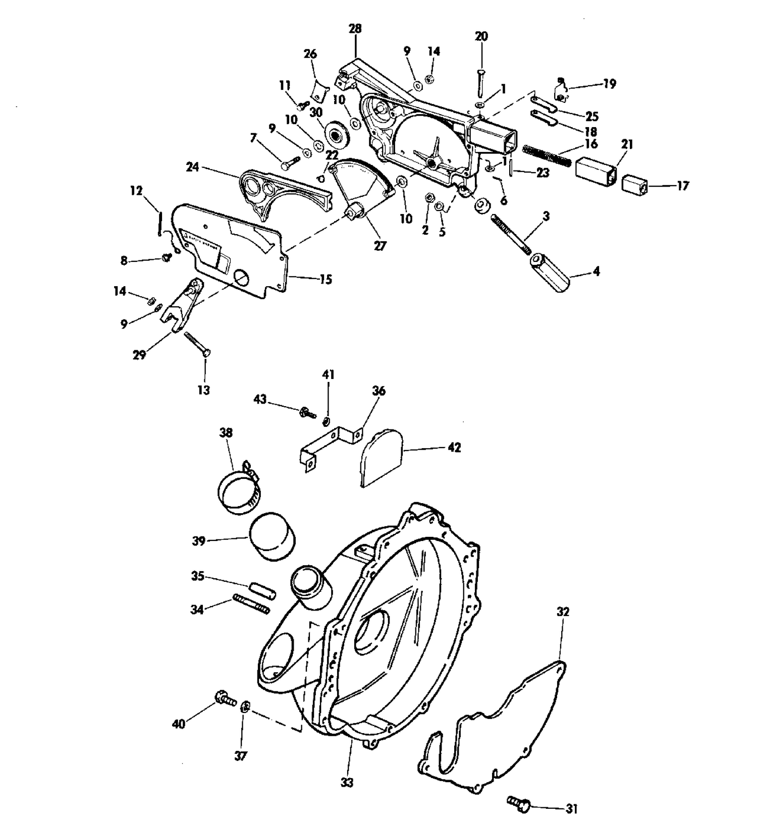 ADAPTER HOUSING & SHIFT ASSEMBLY 120,140 MODELS STERN DRIVE