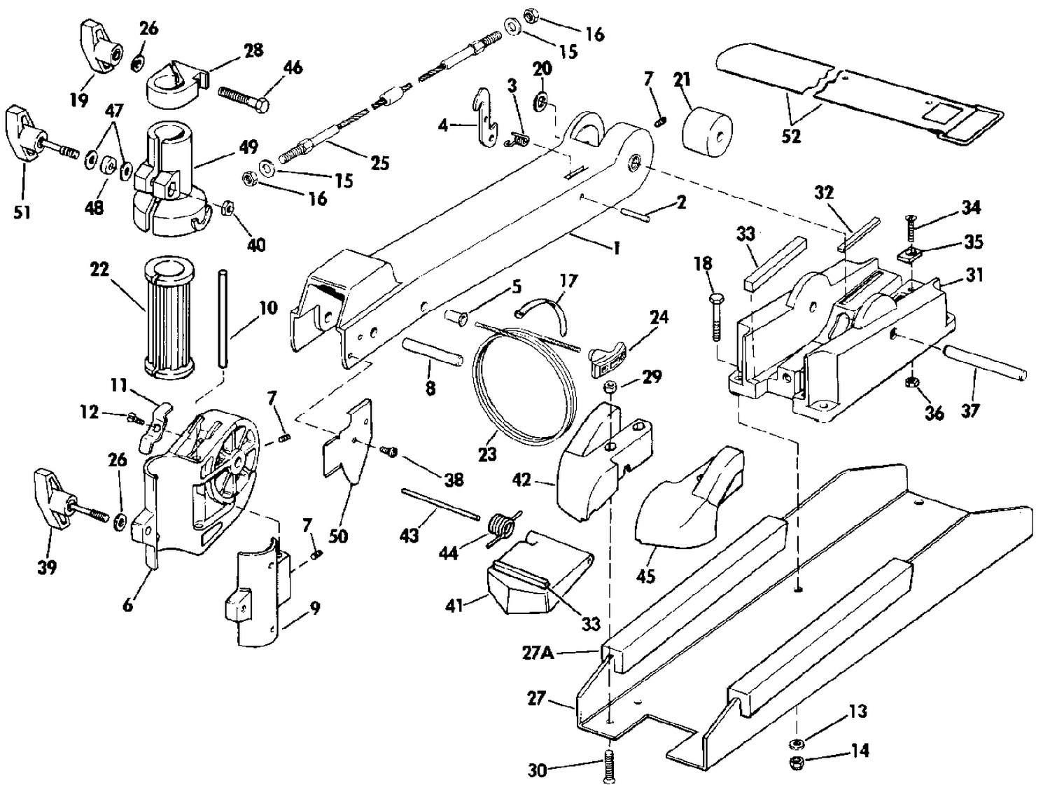BOW ARM AND DECK BRACKET GROUP ("A" OR "Y" MODEL SUFFIX)