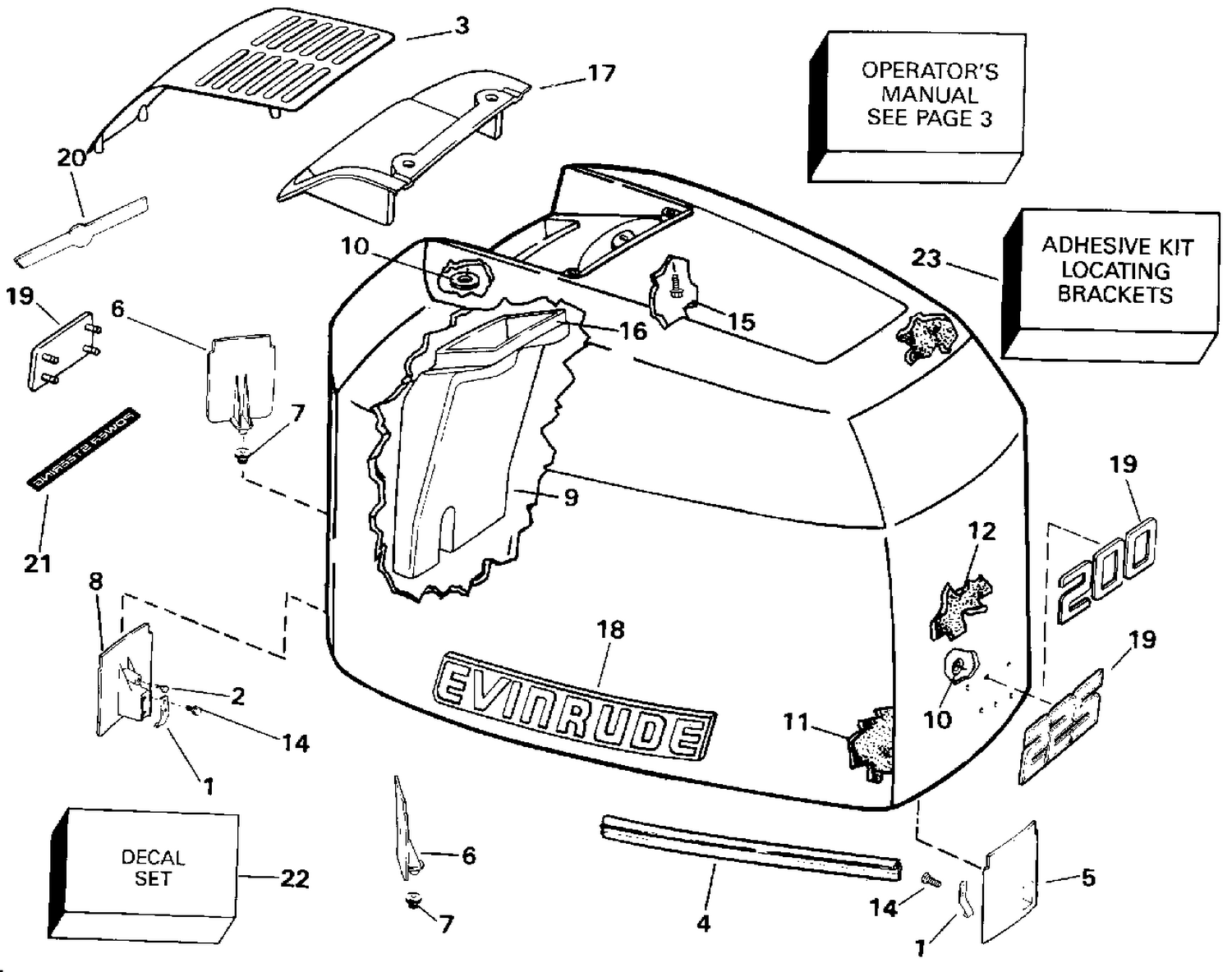 ENGINE COVER - EVINRUDE - 200TX, 200CX, 225