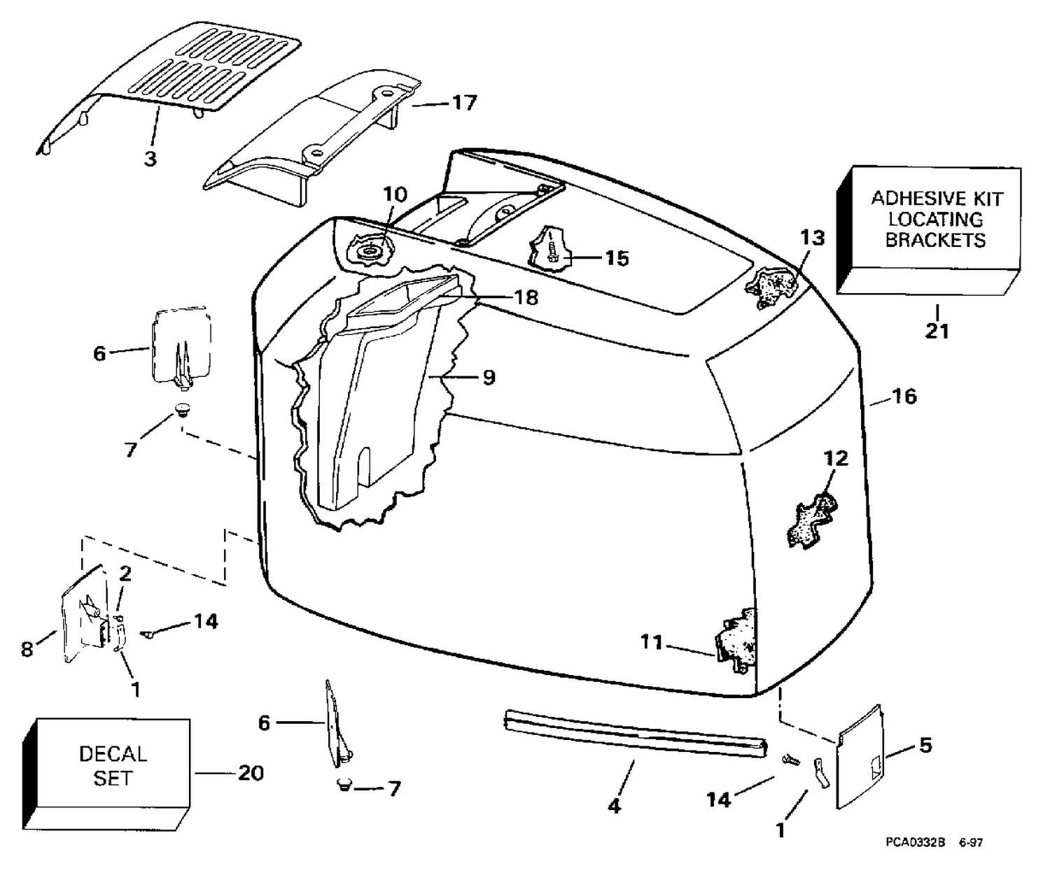 ENGINE COVER-JOHNSON-200TL,TX,CX,225TX,CX,TZ,CZ,QX,NX,250