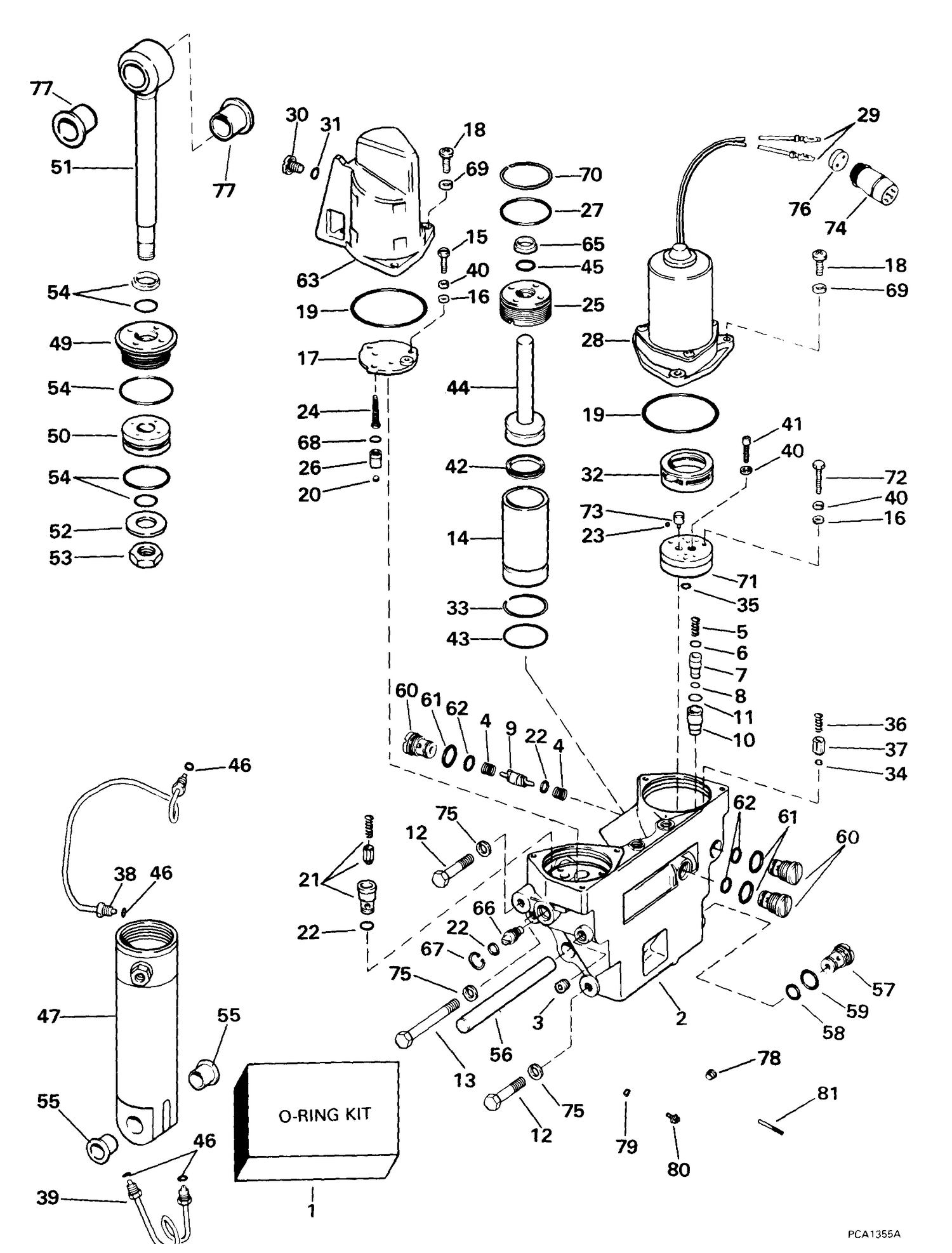 POWER TRIM/TILT HYDRAULIC ASSEMBLY -- 65 MODELS