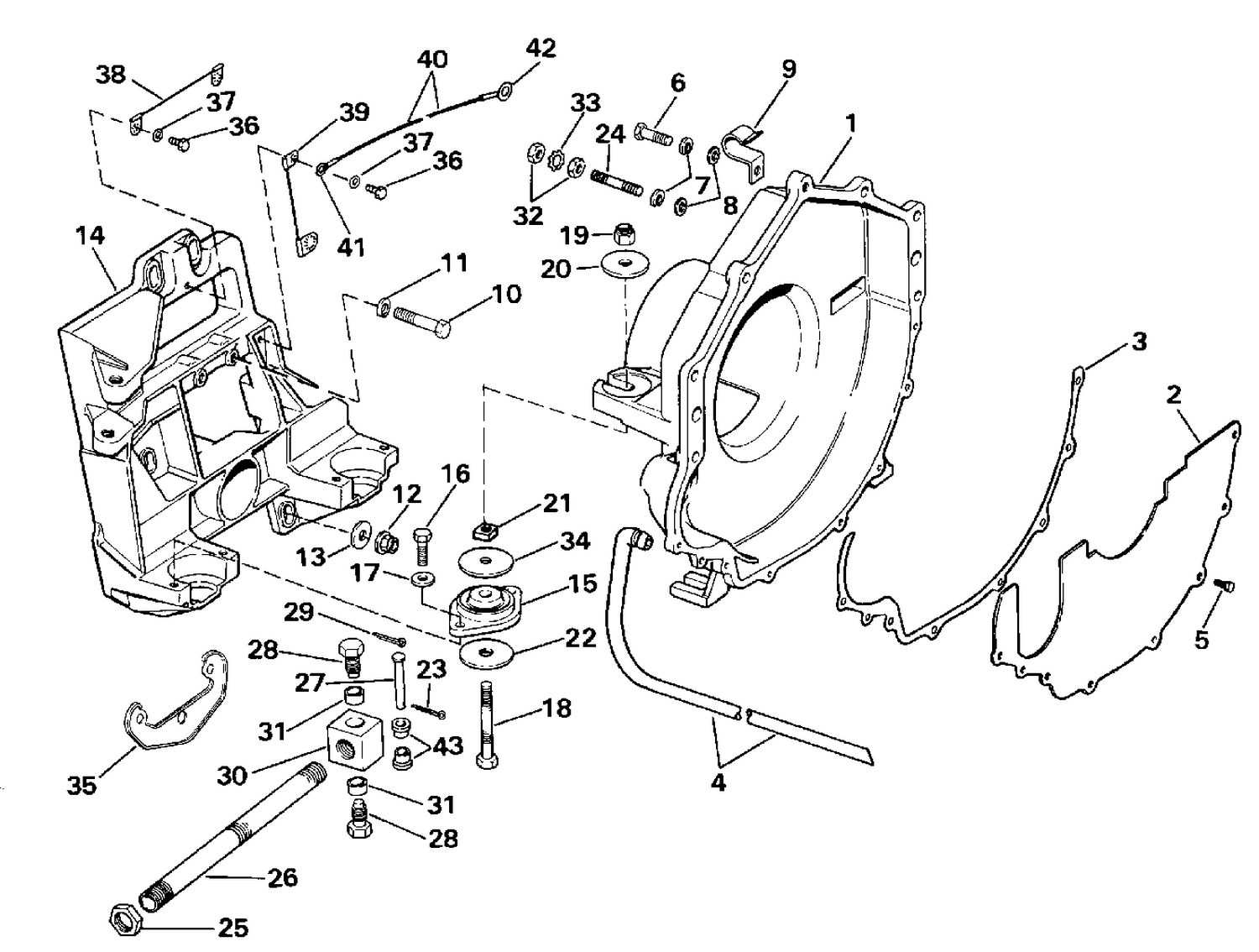 TRANSOM PLATE, FLYWHEEL HOUSING & MOUNTS