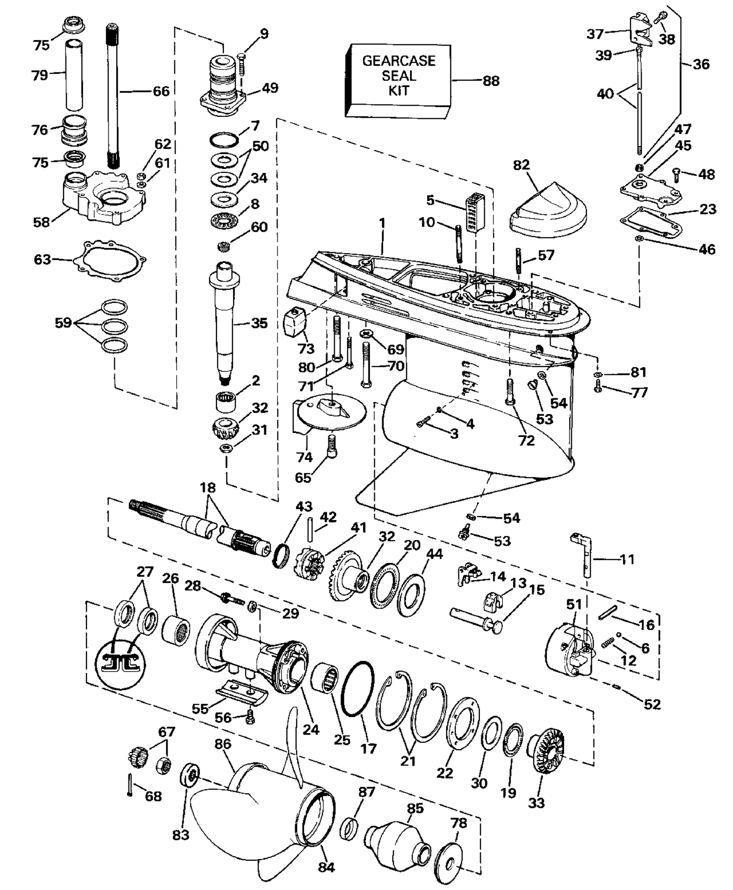 LOWER GEARCASE - STANDARD (R.H.) ROTATION