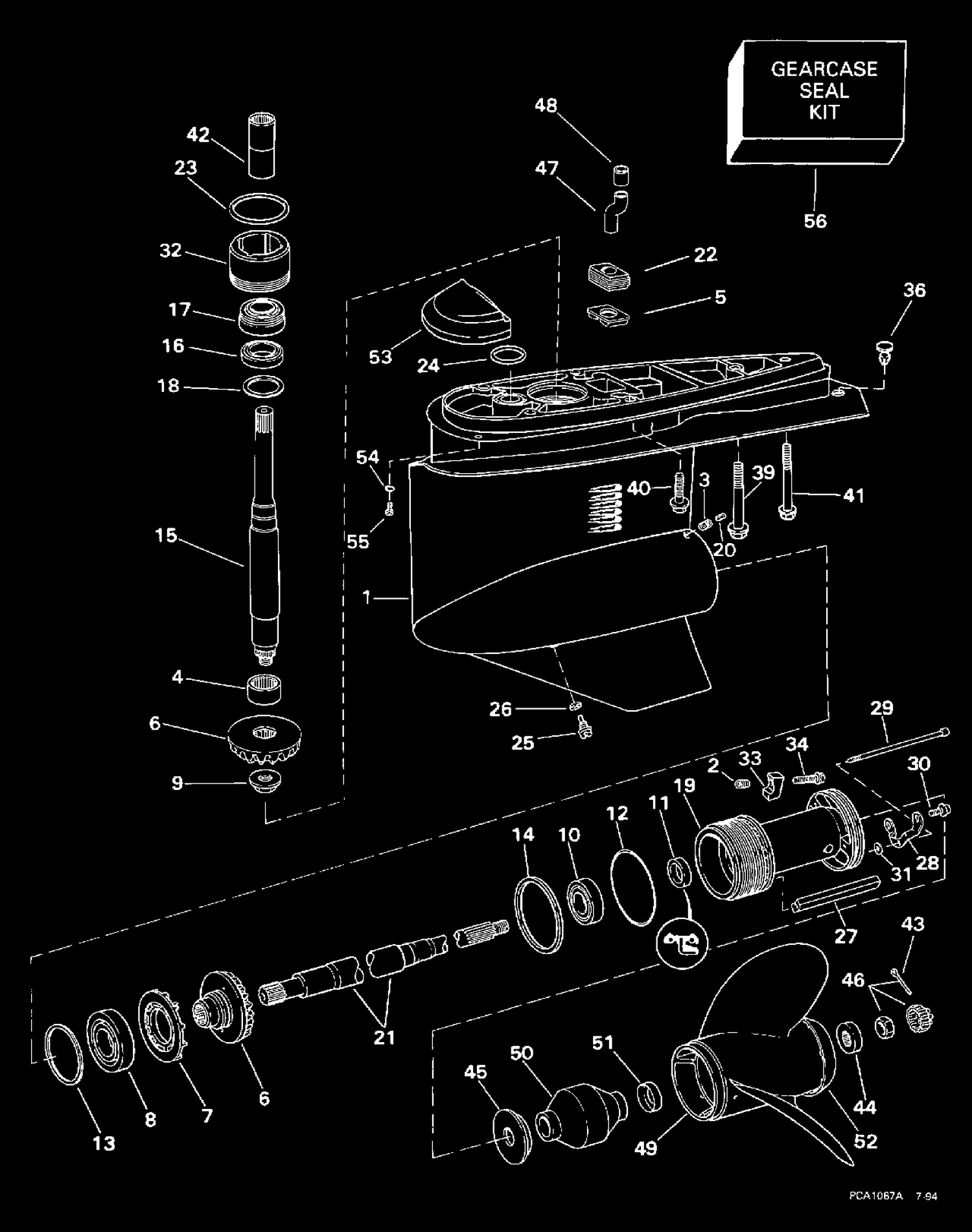 LOWER GEARCASE -- SINGLE PROP