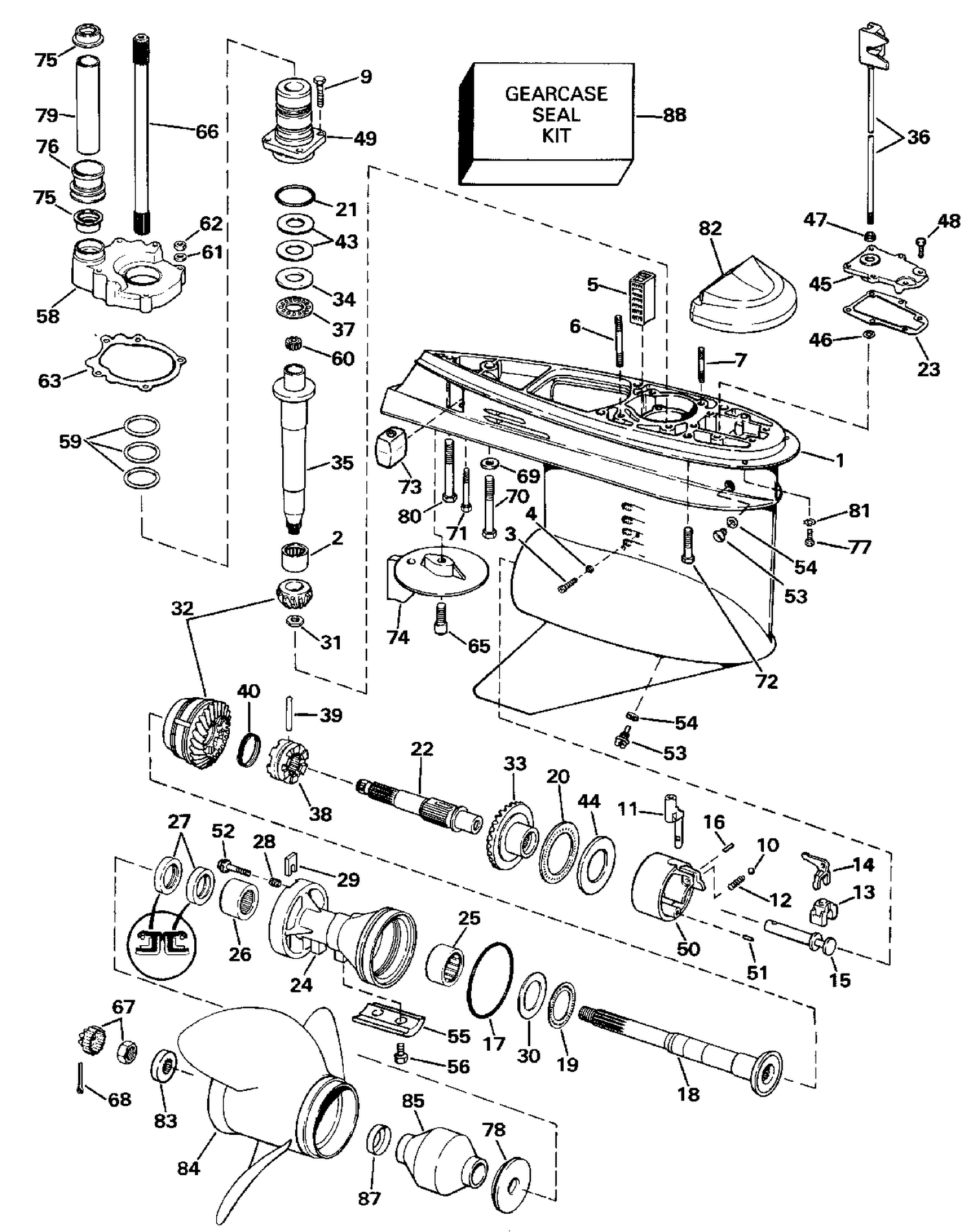 LOWER GEARCASE-COUNTER (L.H.) ROTATION