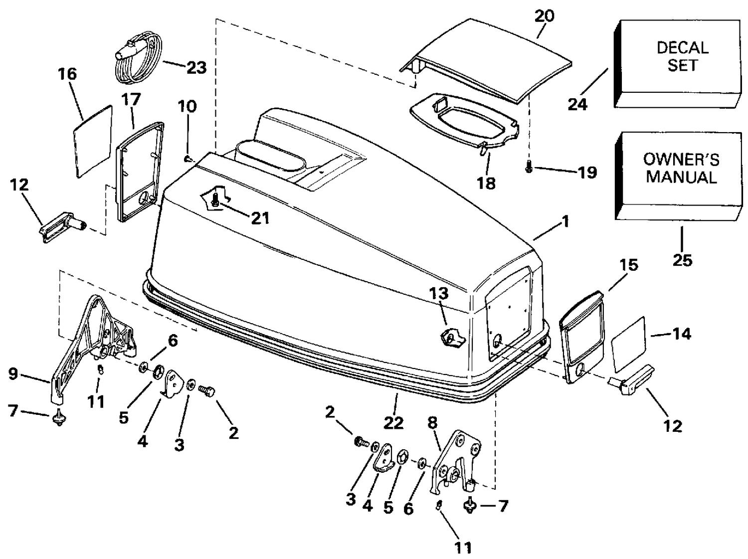 ENGINE COVER - EVINRUDE ELECTRIC START MODELS