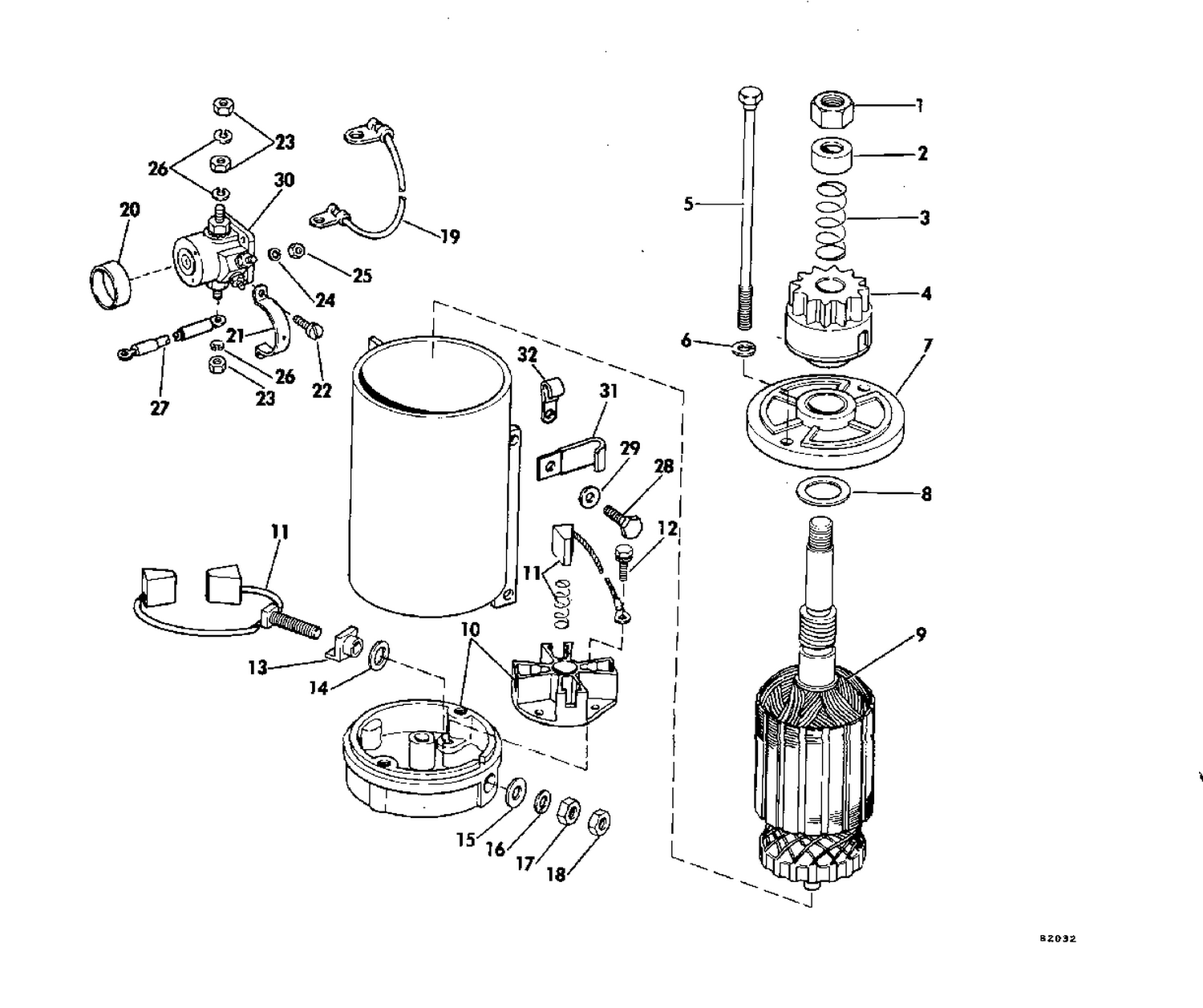 ELECTRIC STARTER AND SOLENOID AM BOSCH 08142-23-M030SM