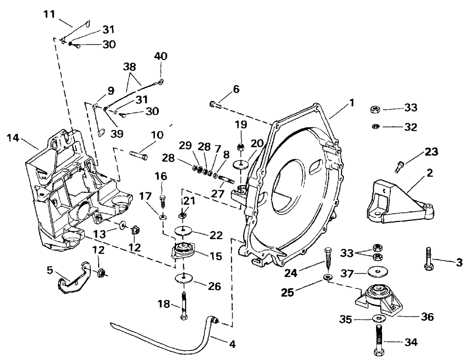 TRANSOM PLATE, FLYWHEEL HOUSING & MOUNTS