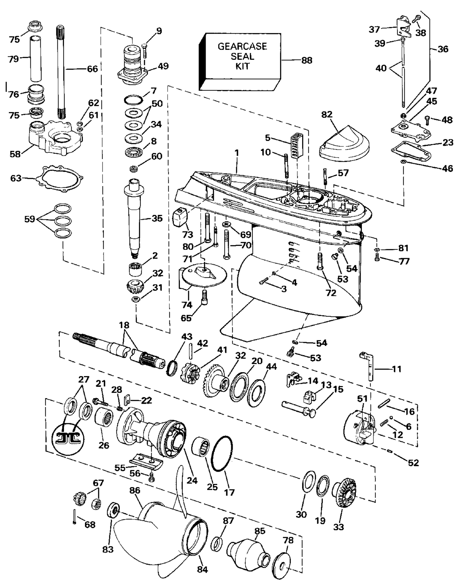 LOWER GEARCASE - STANDARD (R.H.) ROTATION