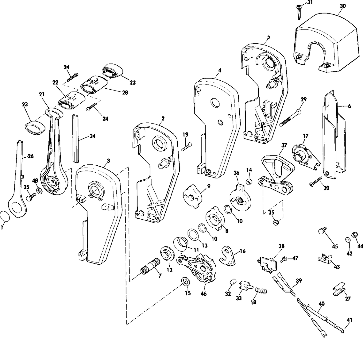 REMOTE CONTROL ASSEMBLY - BINNACLE MOUNT, DUAL LEVER
