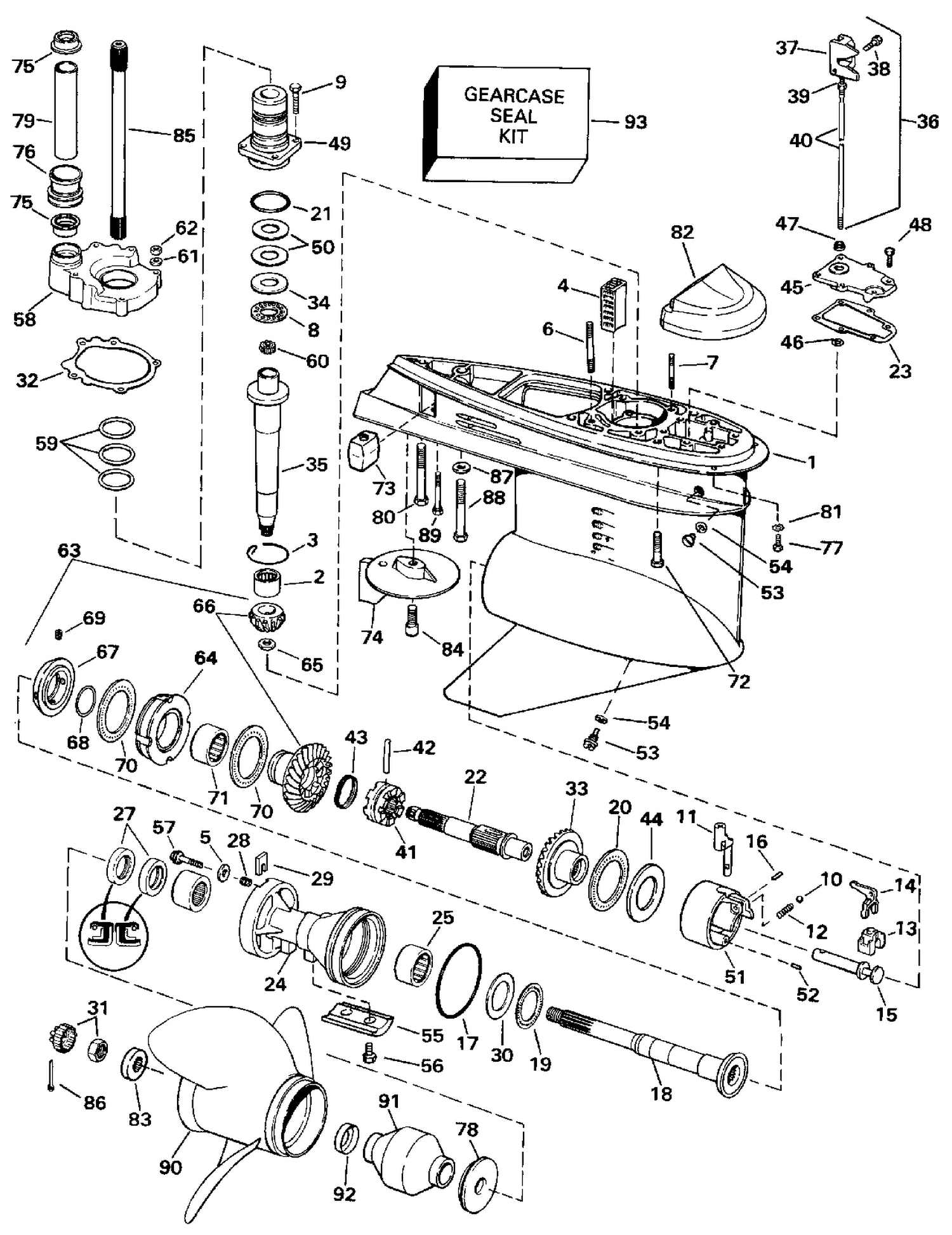 LOWER GEARCASE - COUNTER (L.H.) ROTATION