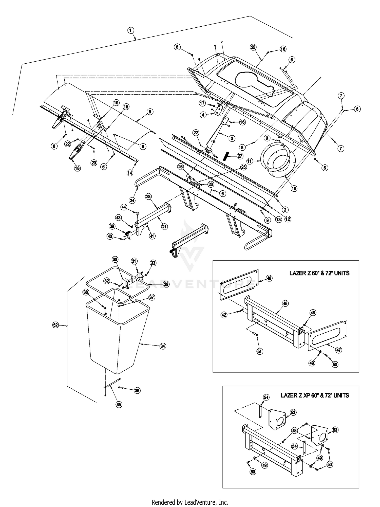 Exmark Ultra Vac S/N 220,000-259,999 Hood And Bag Assembly