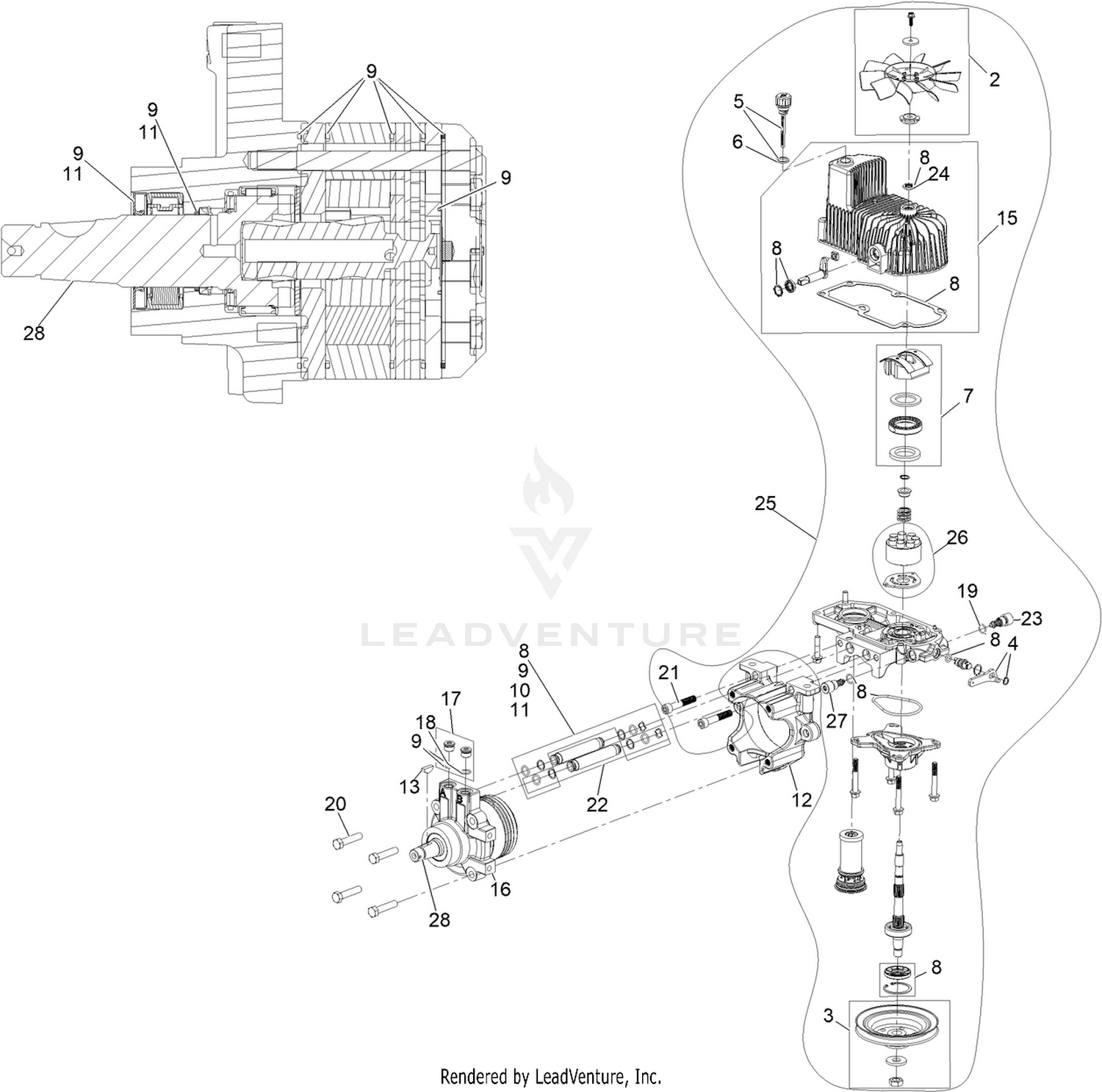 LH Hydro Assembly No. 135-7907