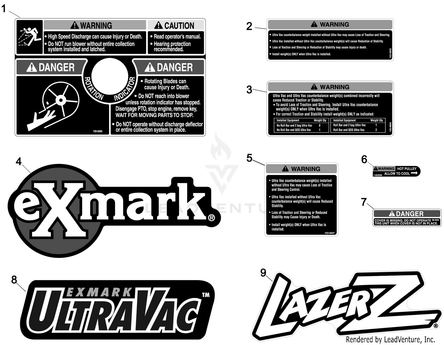 Exmark Ultra Vac QDS Next Lazer Z S/N 850,000 & Up LZUVQD11 S/N 