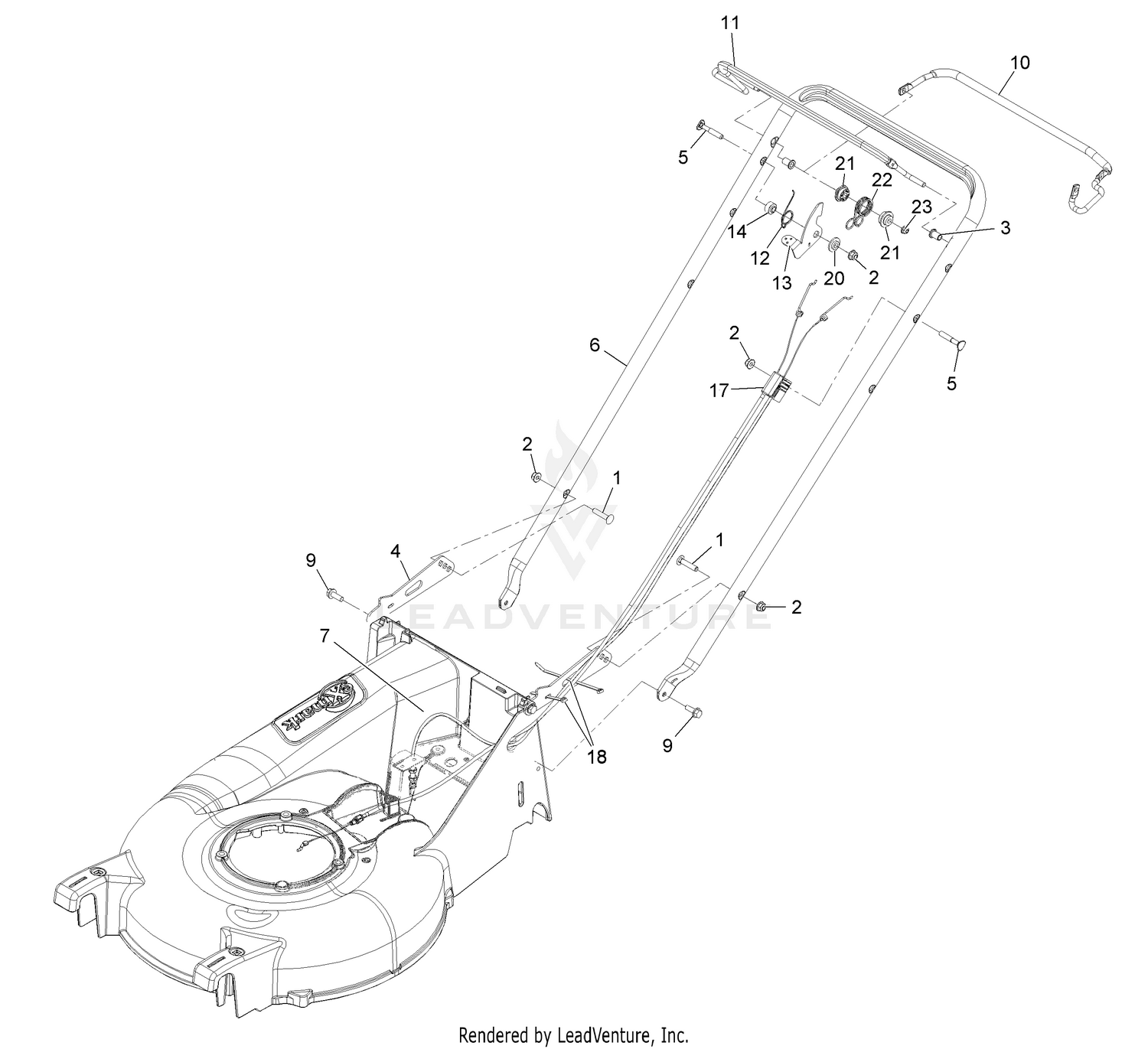 Exmark ECX180CKA210BC S N 400 000 000 and Up Handle Assembly